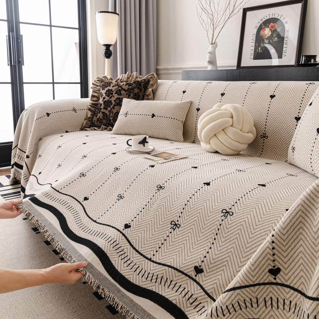Chenille Couch Throw Cover Decorative Herringbone Sofa Blanket Protector for Couch