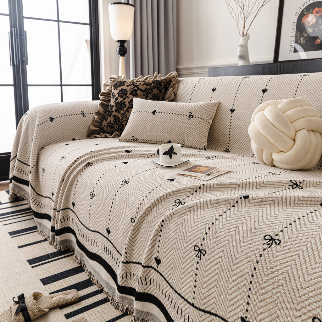 Chenille Couch Throw Cover Decorative Herringbone Sofa Blanket Protector for Couch