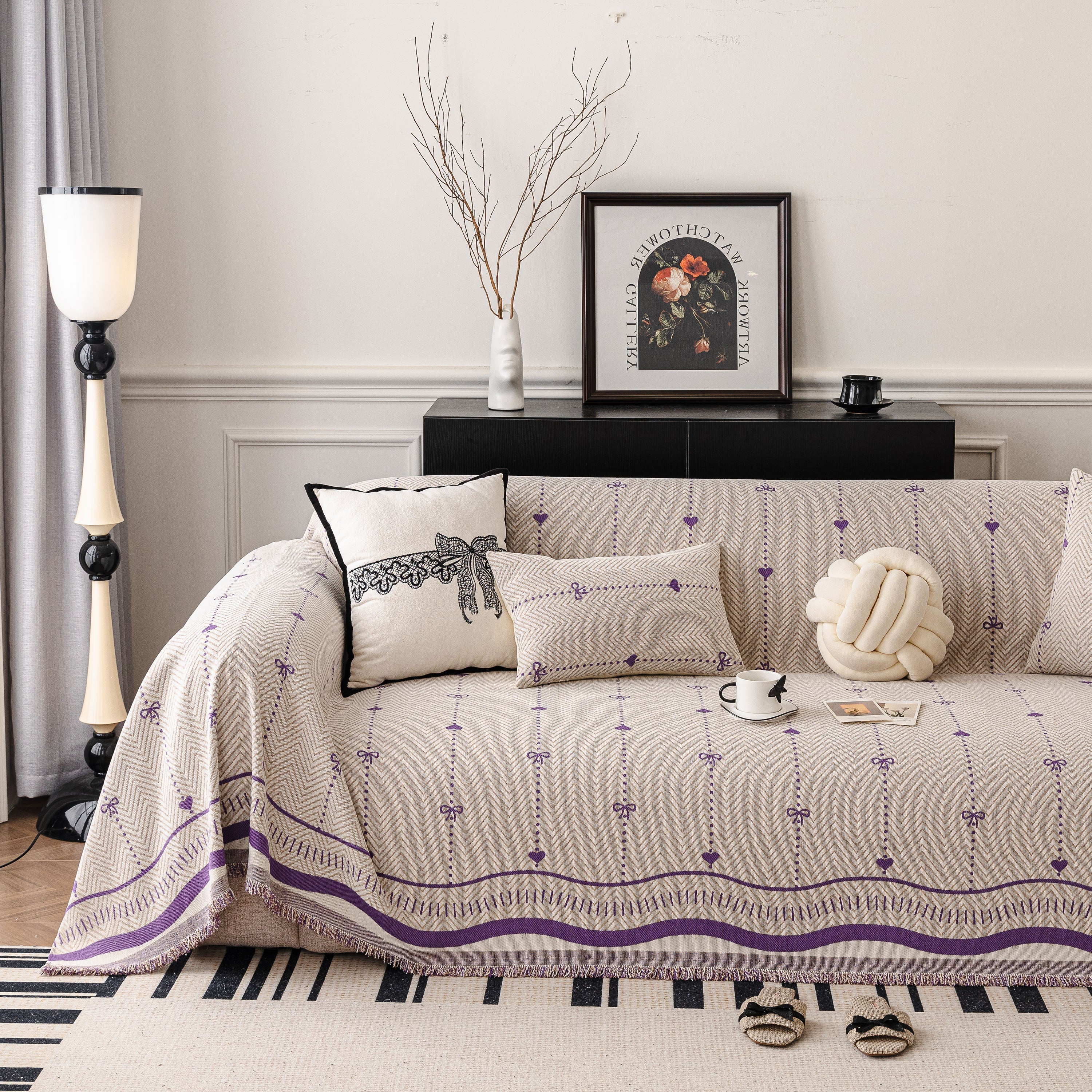 Chenille Couch Throw Cover Decorative Herringbone Sofa Blanket Protector for Couch