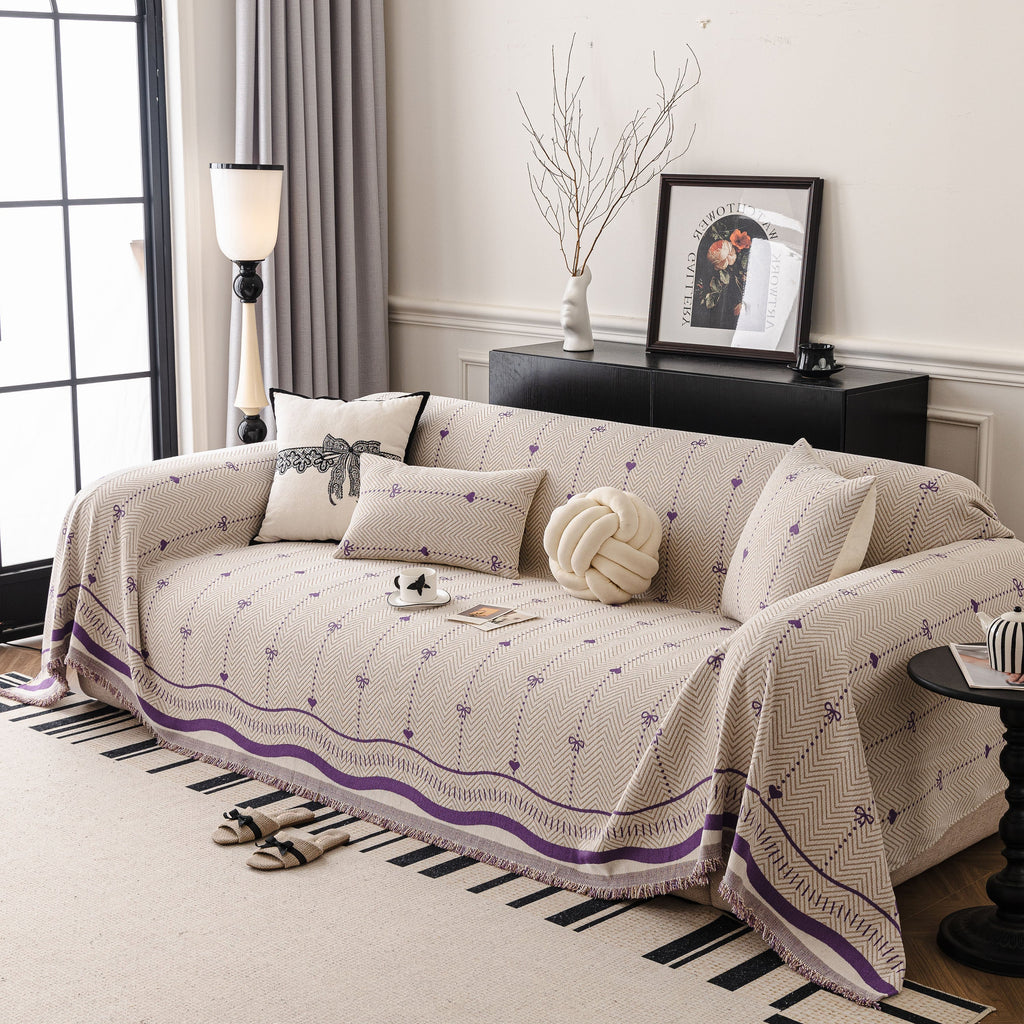 Chenille Couch Throw Cover Decorative Herringbone Sofa Blanket Protector for Couch