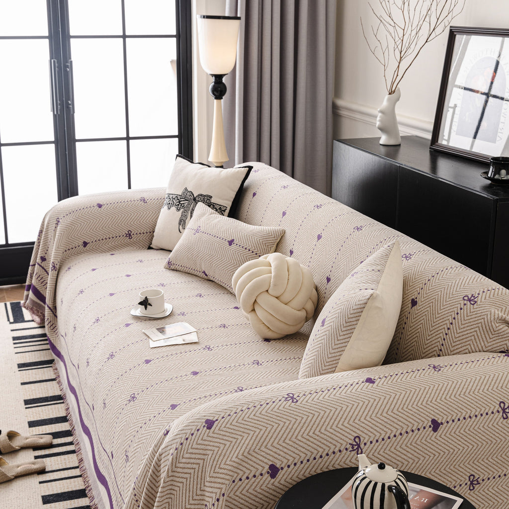 Chenille Couch Throw Cover Decorative Herringbone Sofa Blanket Protector for Couch