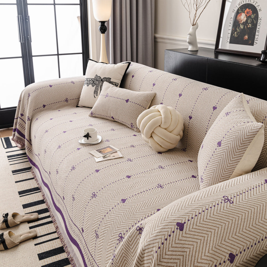 Chenille Couch Throw Cover Decorative Herringbone Sofa Blanket Protector for Couch