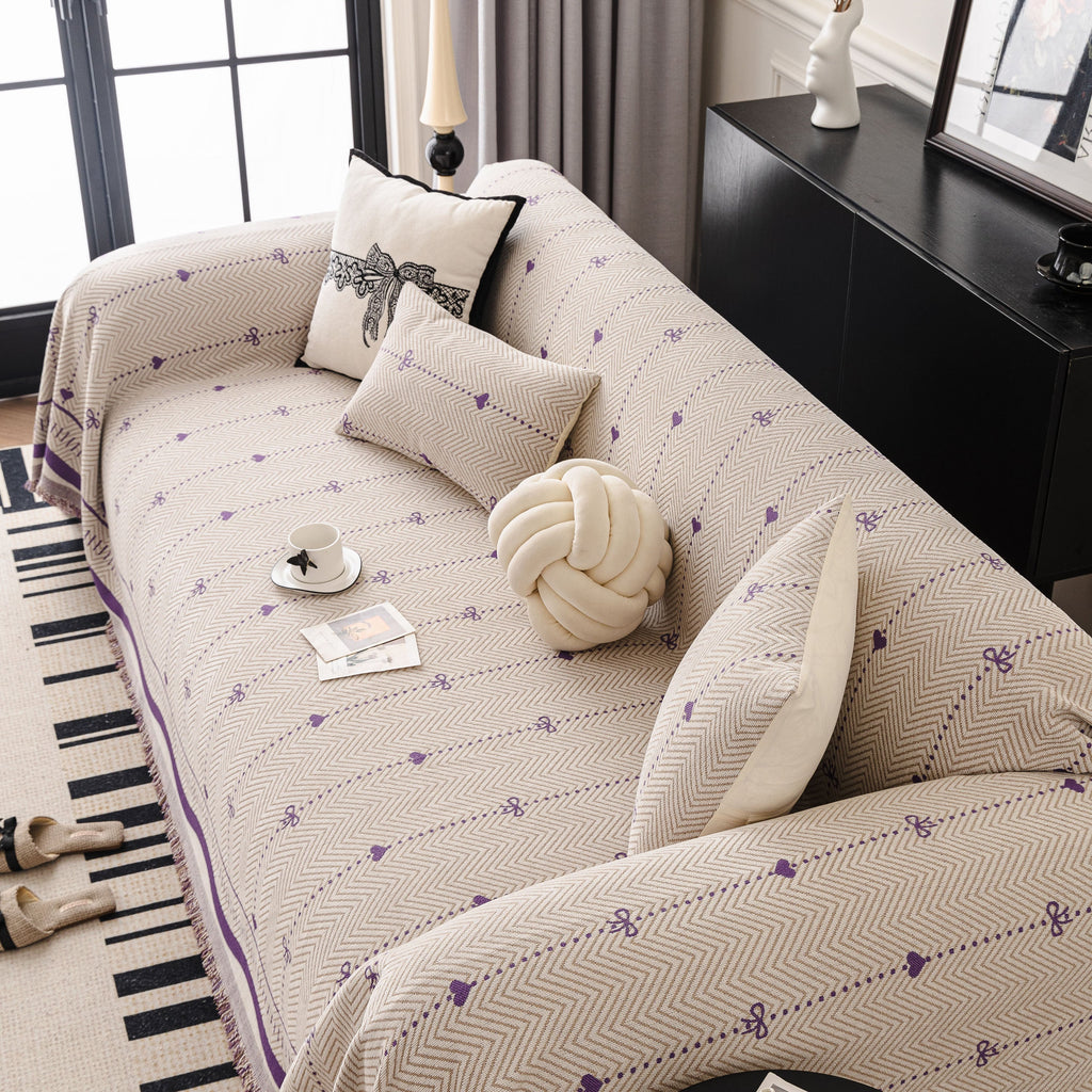 Chenille Couch Throw Cover Decorative Herringbone Sofa Blanket Protector for Couch