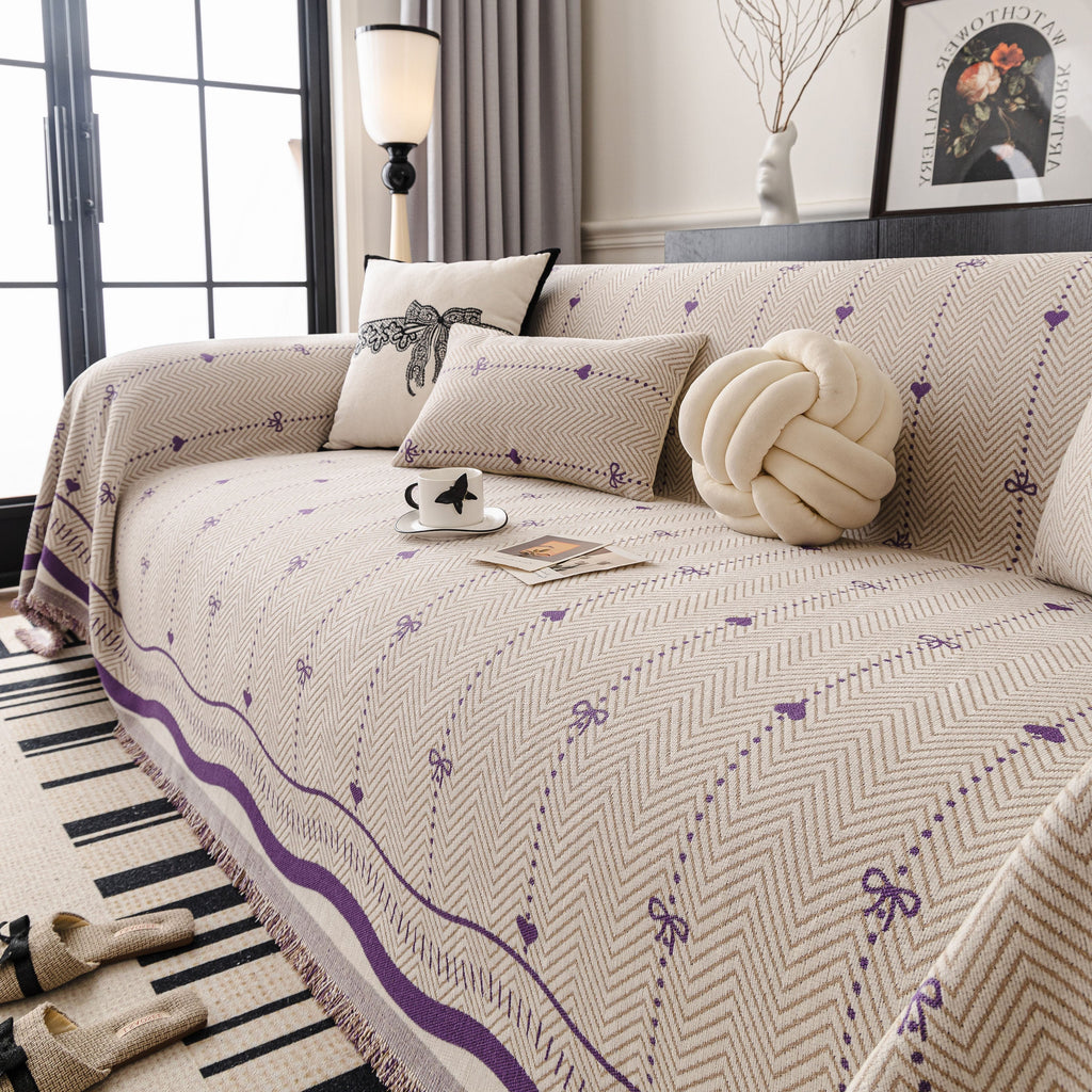 Chenille Couch Throw Cover Decorative Herringbone Sofa Blanket Protector for Couch