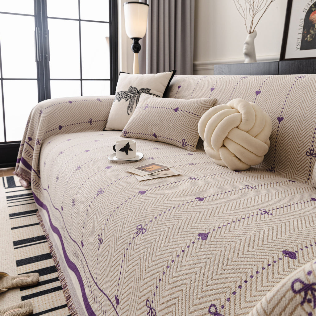 Chenille Couch Throw Cover Decorative Herringbone Sofa Blanket Protector for Couch