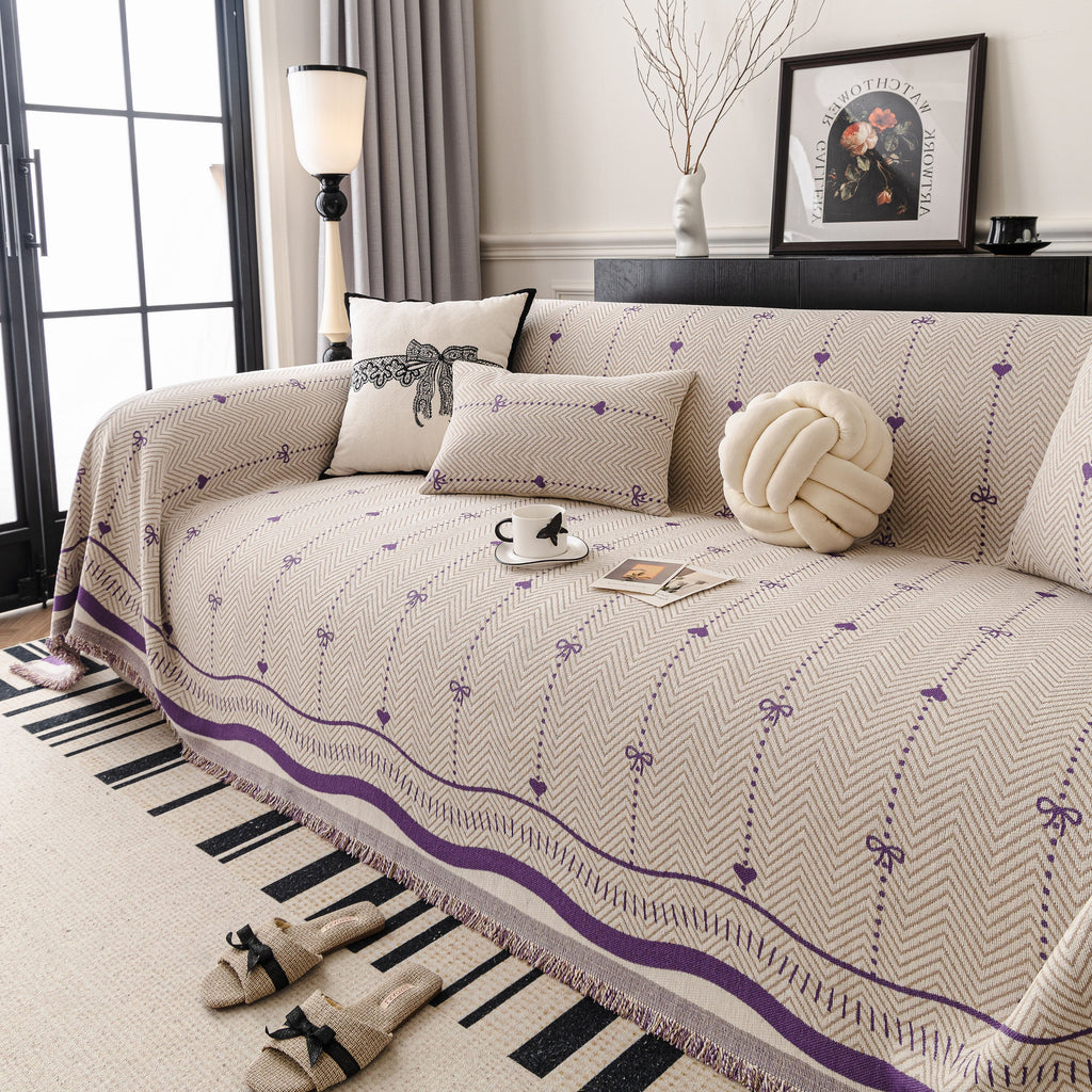 Chenille Couch Throw Cover Decorative Herringbone Sofa Blanket Protector for Couch