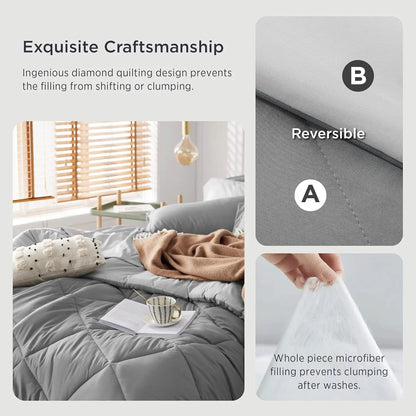 Reversible Bed in a Bag with Comforter, Sheets, Pillowcases