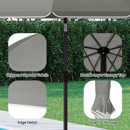 WOLTU Round Beach Balcony Umbrella UV-Resistant Waterproof Height-Adjustable 45°Bendable Parasol for Sun Protection Garden Patio