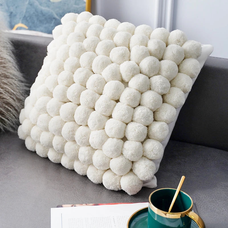 100 Handmade Ball Design Cushion Cover  Home Decorations Plush Pillow Covers  For Sofa Chair Nordic Luxury Decorative Pillowcase