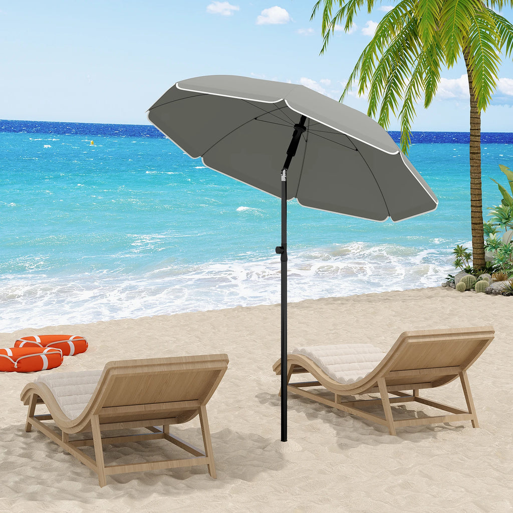 WOLTU Round Beach Balcony Umbrella UV-Resistant Waterproof Height-Adjustable 45°Bendable Parasol for Sun Protection Garden Patio