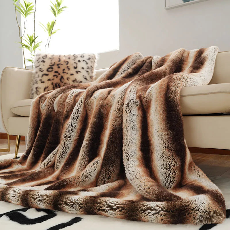 Luxurious Premium Chinchilla Faux Fur Blanket