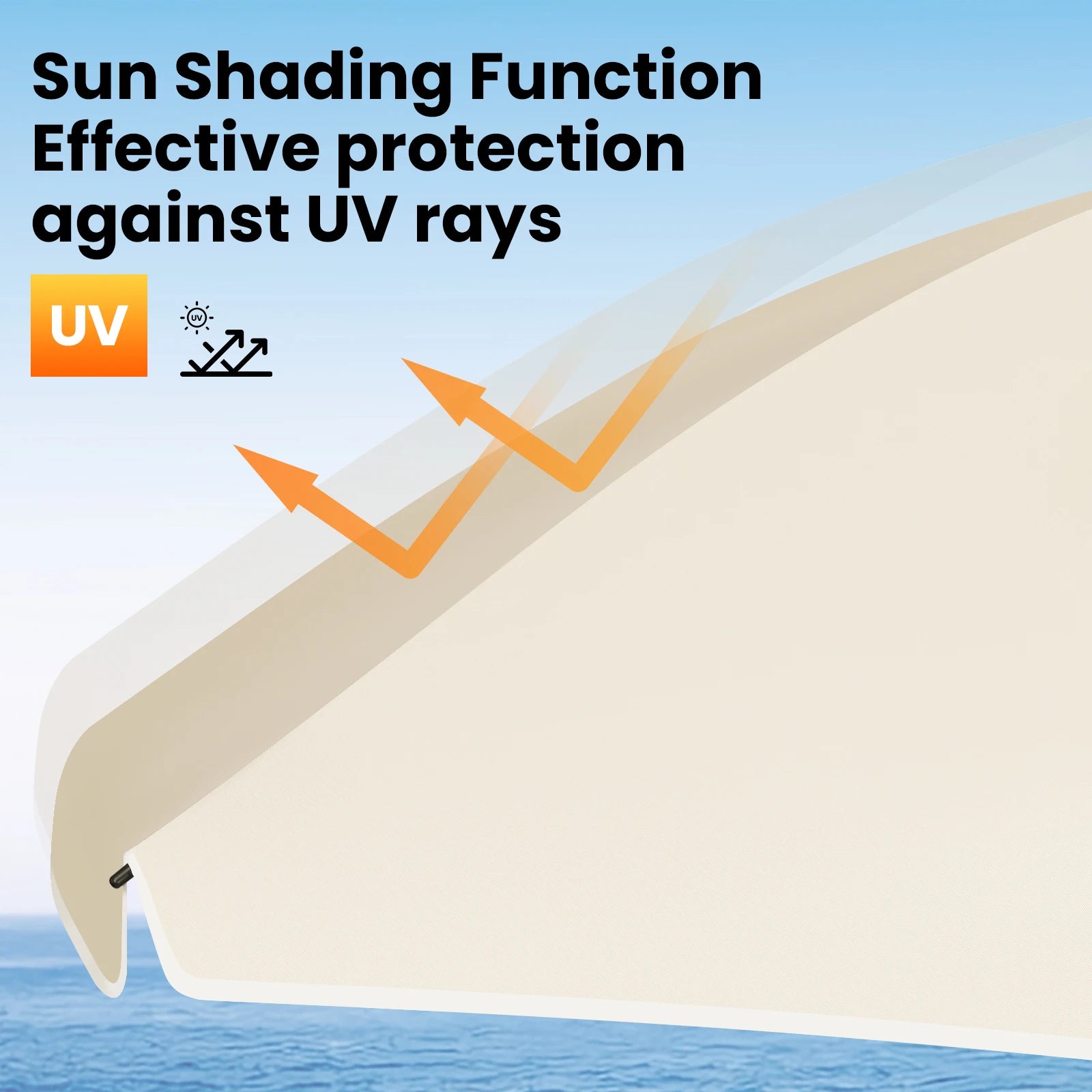 WOLTU Round Beach Balcony Umbrella UV-Resistant Waterproof Height-Adjustable 45°Bendable Parasol for Sun Protection Garden Patio