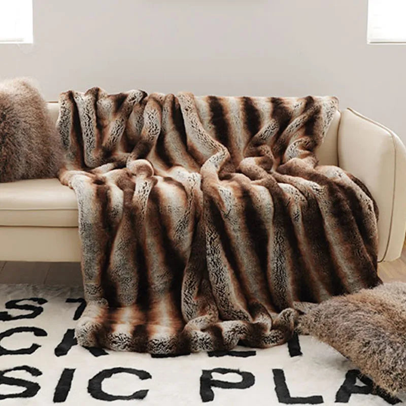 Luxurious Premium Chinchilla Faux Fur Blanket