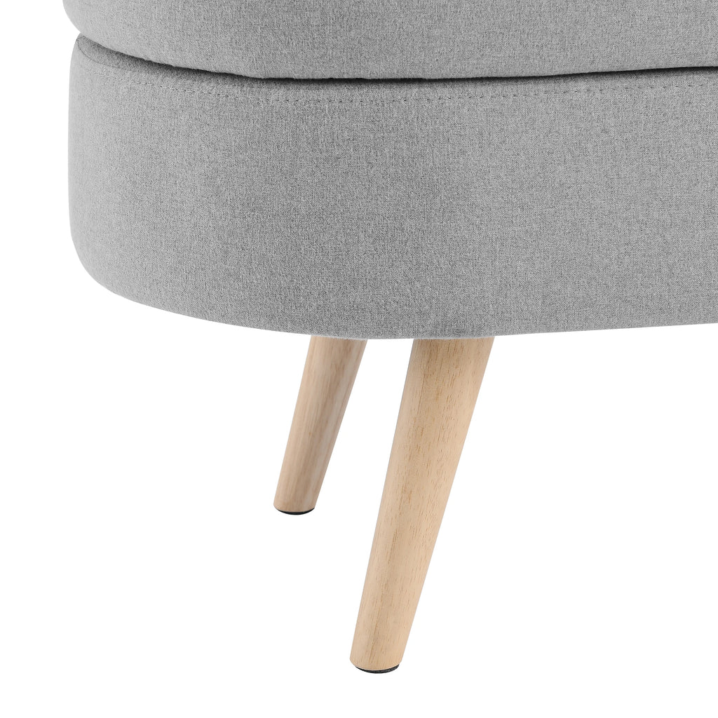RetroLux Oval Storage Ottoman Bench Wood Legs