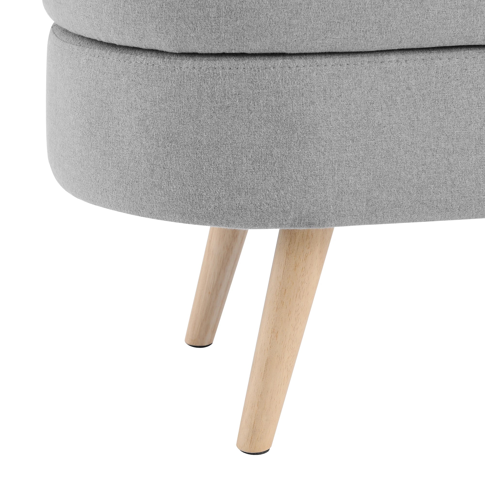 RetroLux Oval Storage Ottoman Bench Wood Legs