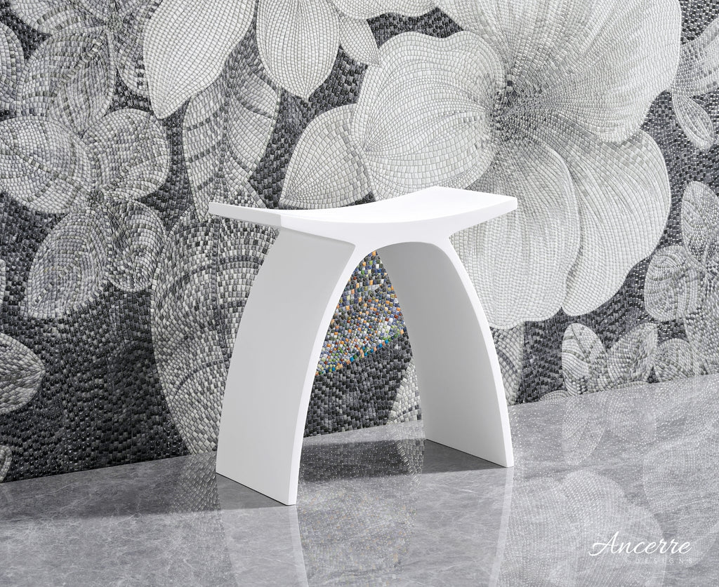 ARCSTONE 14"  Freestanding Solid Surface Bathstool