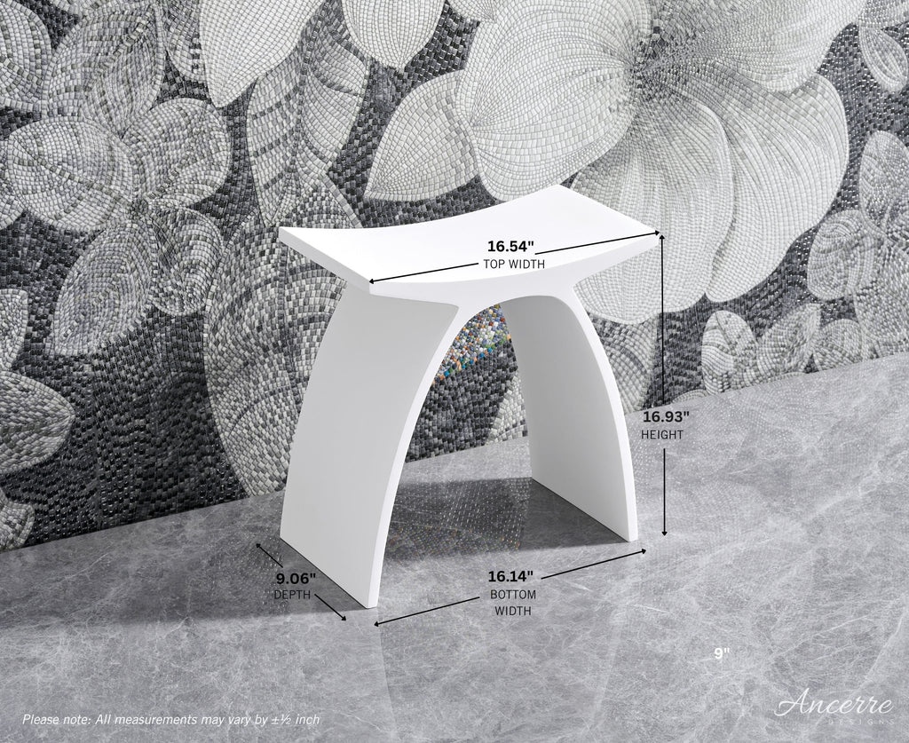 ARCSTONE 17"  Freestanding Solid Surface Bathstool