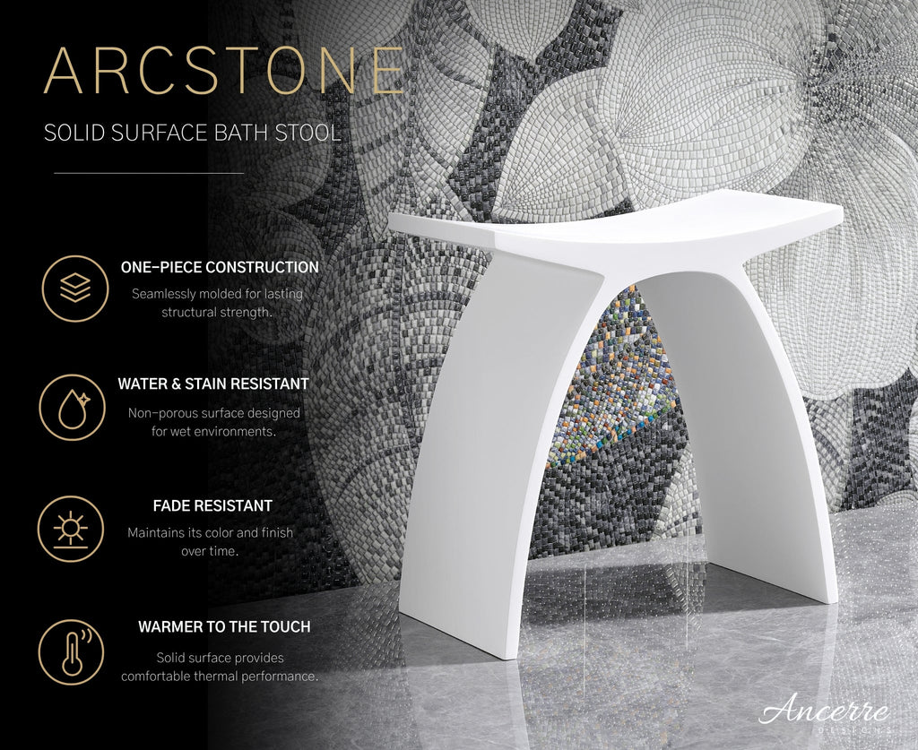 ARCSTONE 17"  Freestanding Solid Surface Bathstool