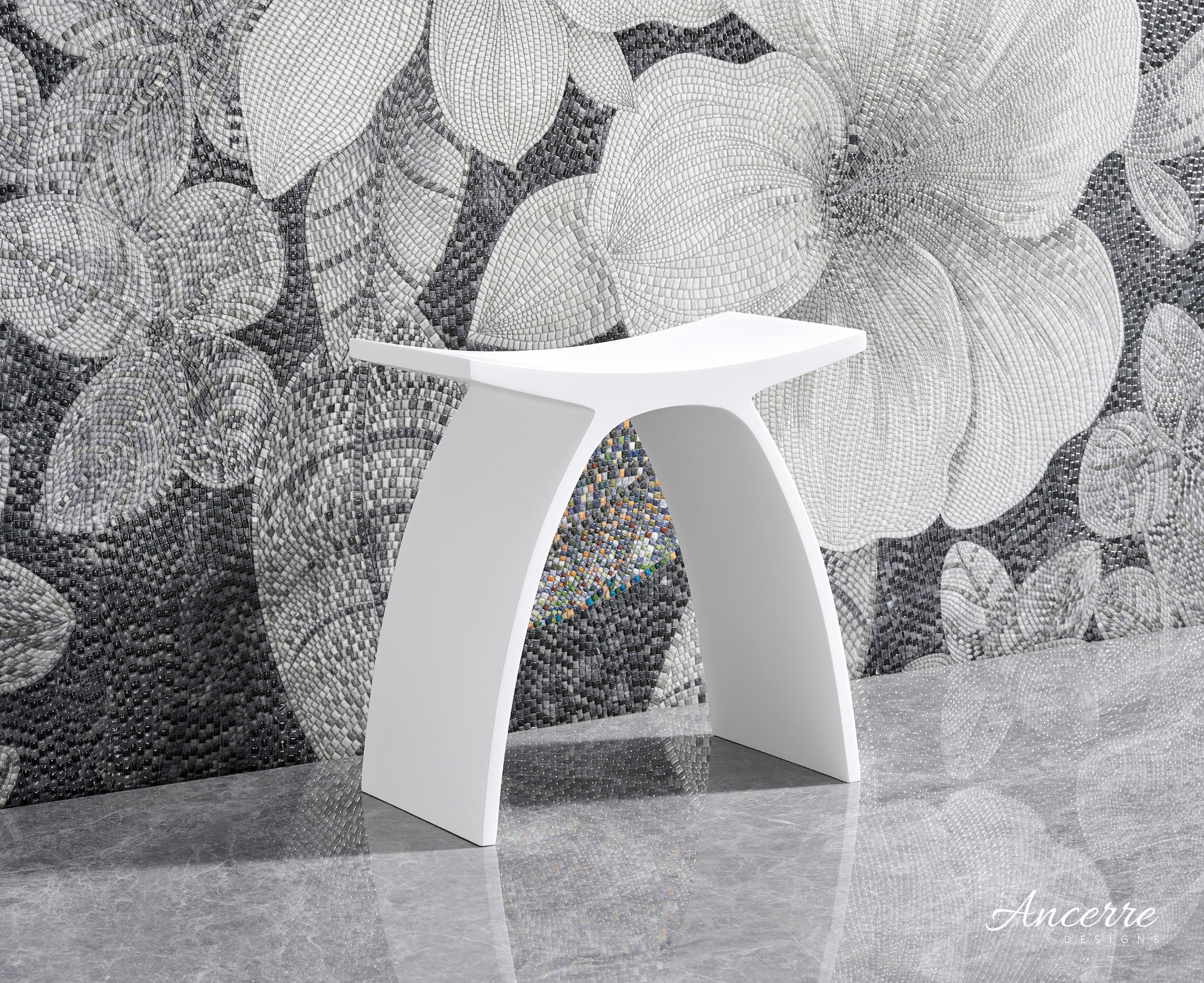 ARCSTONE 17"  Freestanding Solid Surface Bathstool