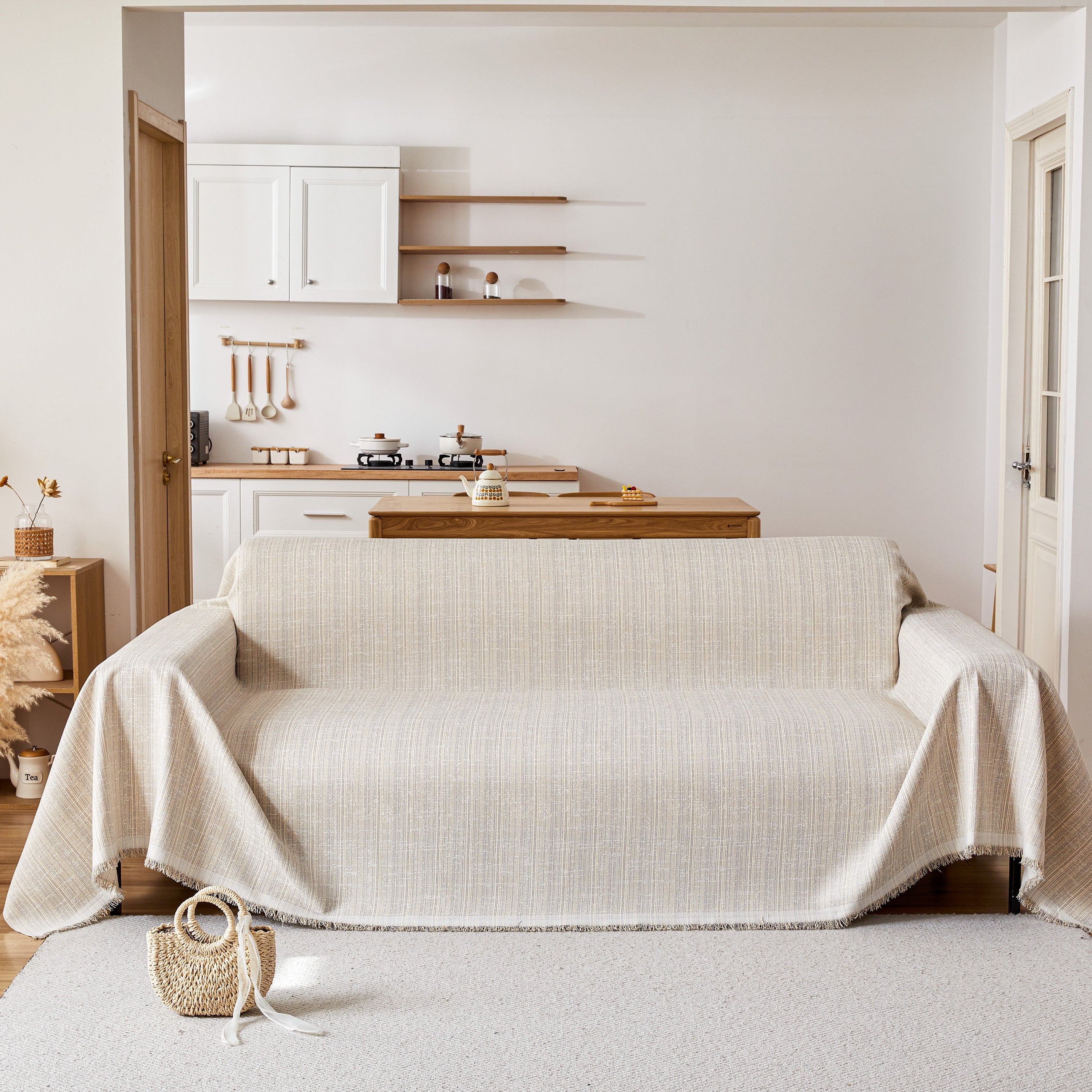 Couch Cover Blanket Couch Covers for Most Shape Sofas Washable Durable Sofa Throw Cover with Tassels