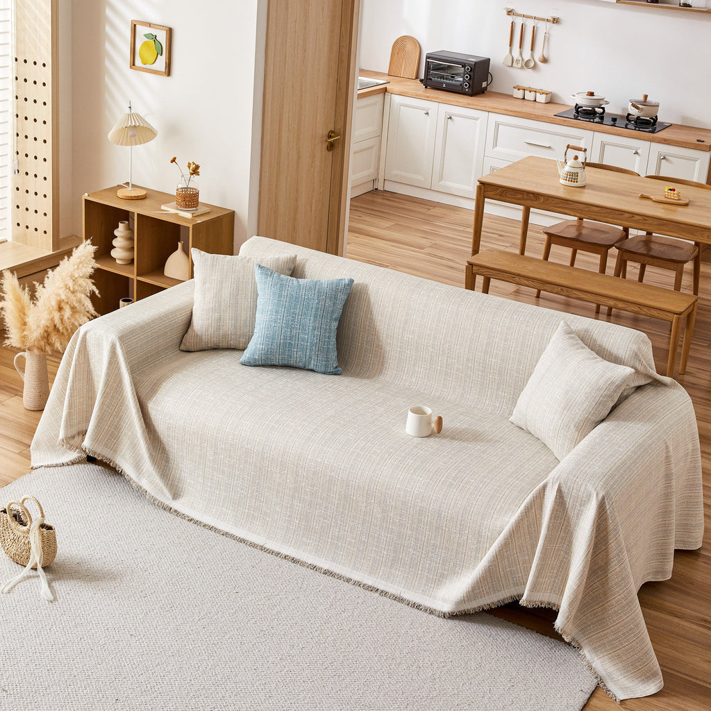 Couch Cover Blanket Couch Covers for Most Shape Sofas Washable Durable Sofa Throw Cover with Tassels