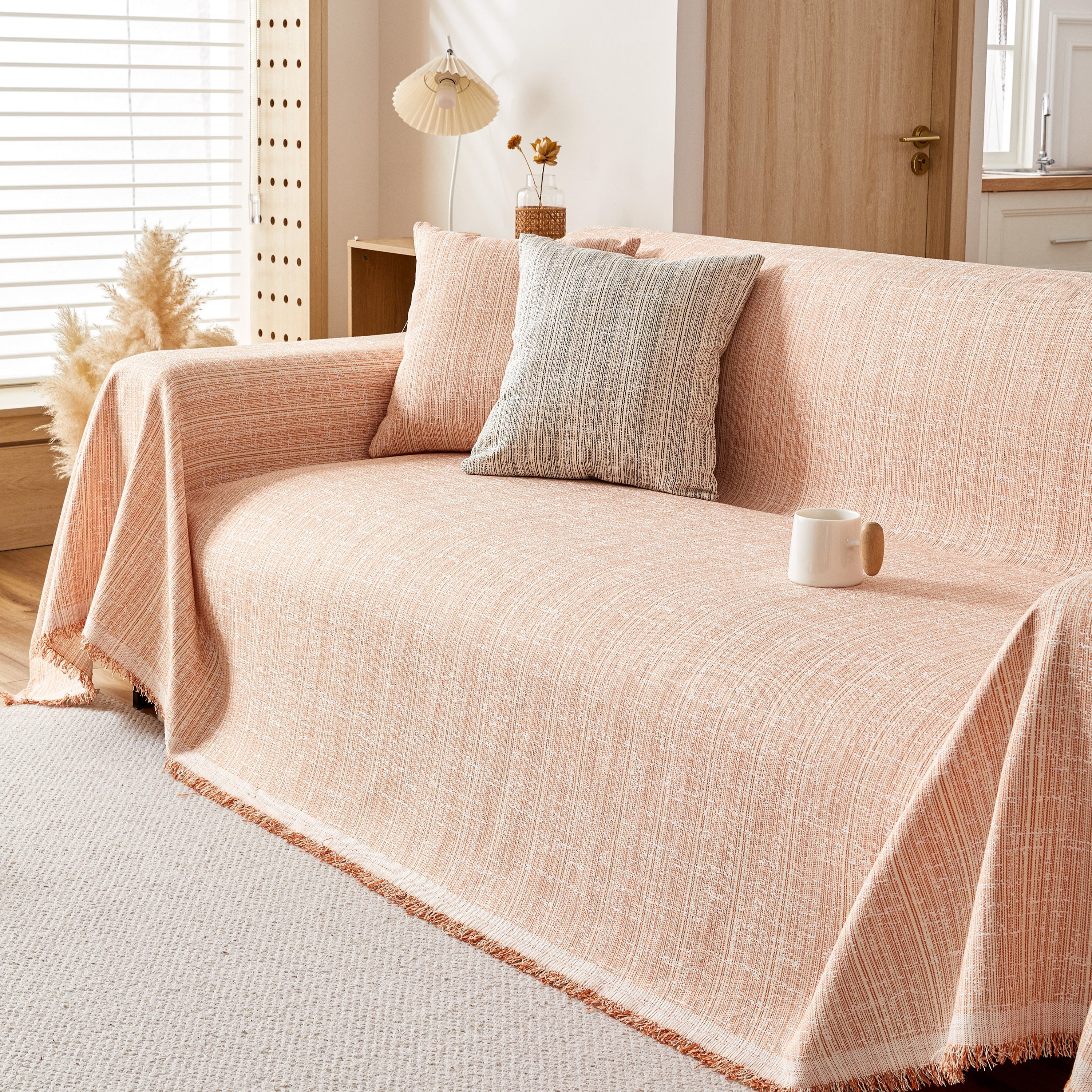 Couch Cover Blanket Couch Covers for Most Shape Sofas Washable Durable Sofa Throw Cover with Tassels