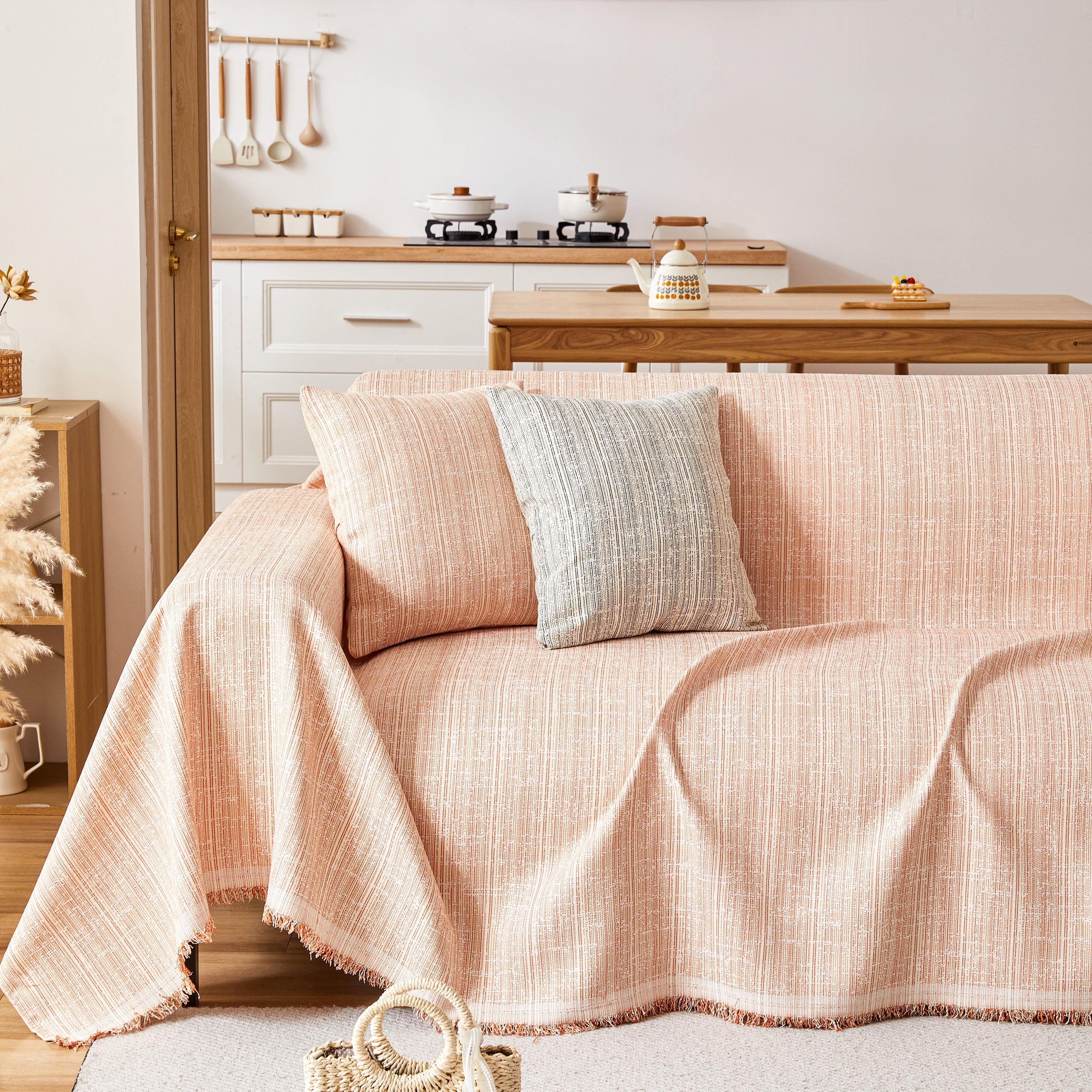 Couch Cover Blanket Couch Covers for Most Shape Sofas Washable Durable Sofa Throw Cover with Tassels
