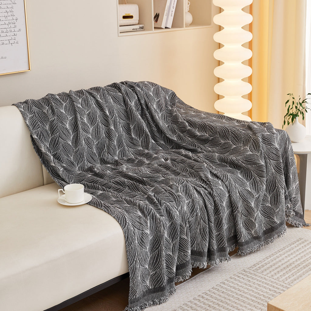 Leaf Universal Furniture Protector Chenille Couch Cover, Large Couch Cover Blanket for Couch Sofa