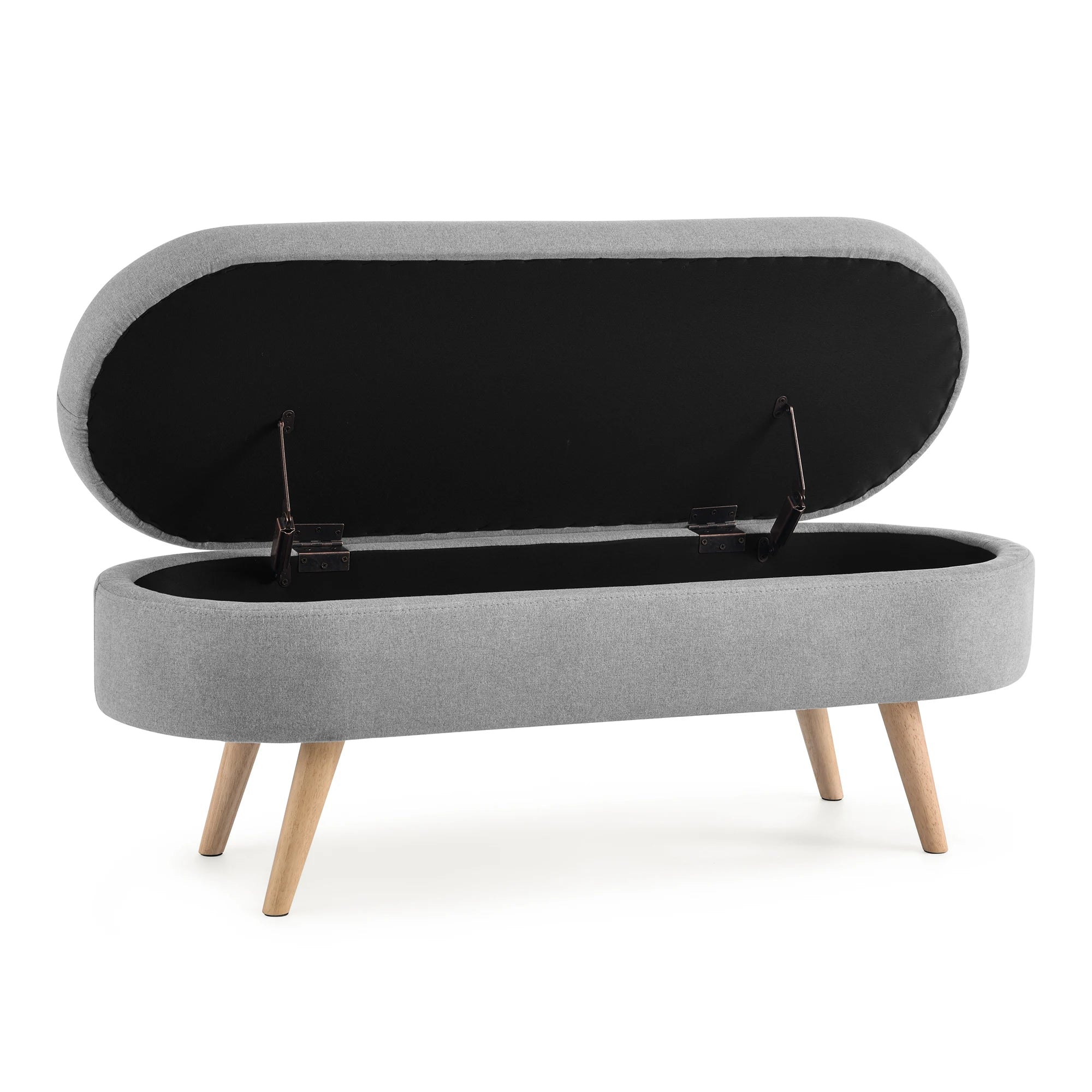 RetroLux Oval Storage Ottoman Bench Wood Legs