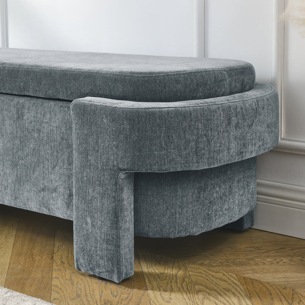 Chenille Upholstered Bench with Large Storage Space for the Living Room, Entryway and Bedroom( 51.5''x 20.5''x 17'' )