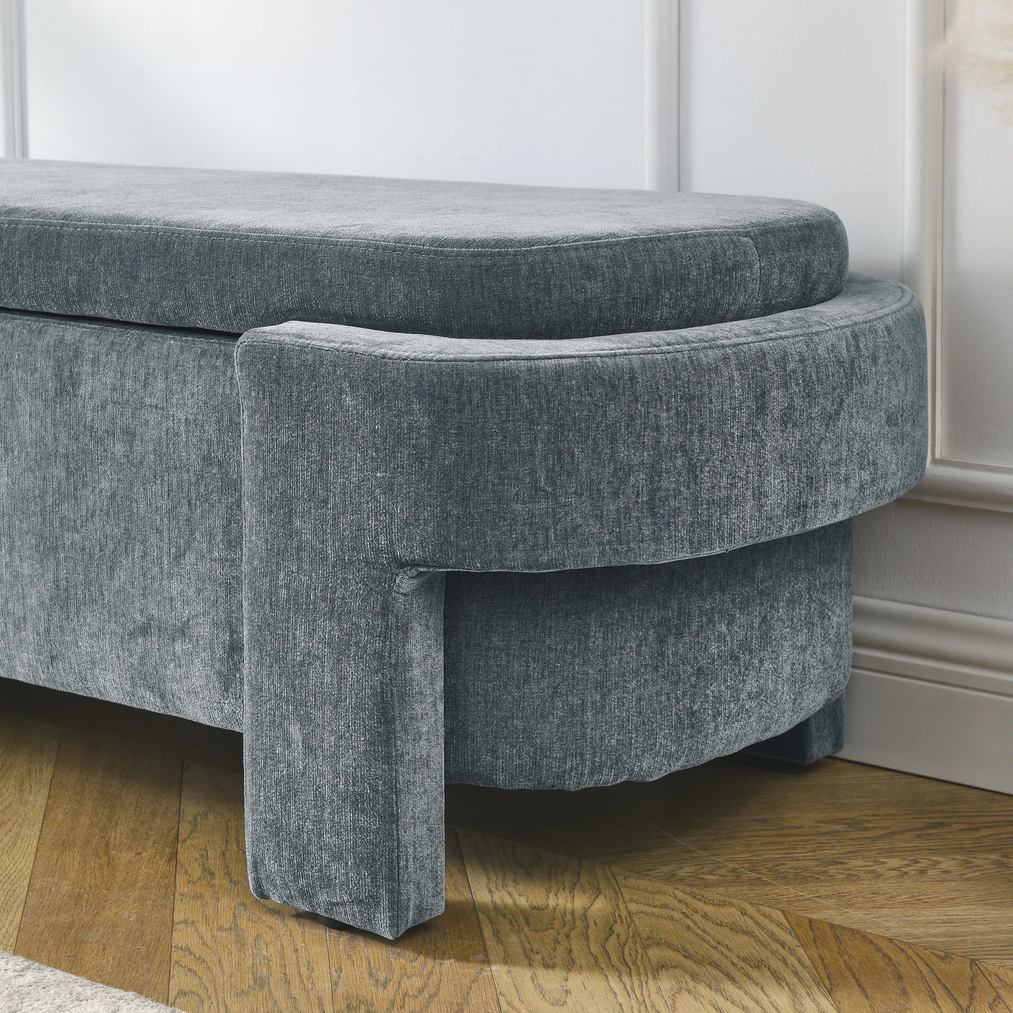 Chenille Upholstered Bench with Large Storage Space for the Living Room, Entryway and Bedroom( 51.5''x 20.5''x 17'' )