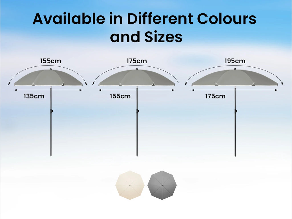 WOLTU Round Beach Balcony Umbrella UV-Resistant Waterproof Height-Adjustable 45°Bendable Parasol for Sun Protection Garden Patio