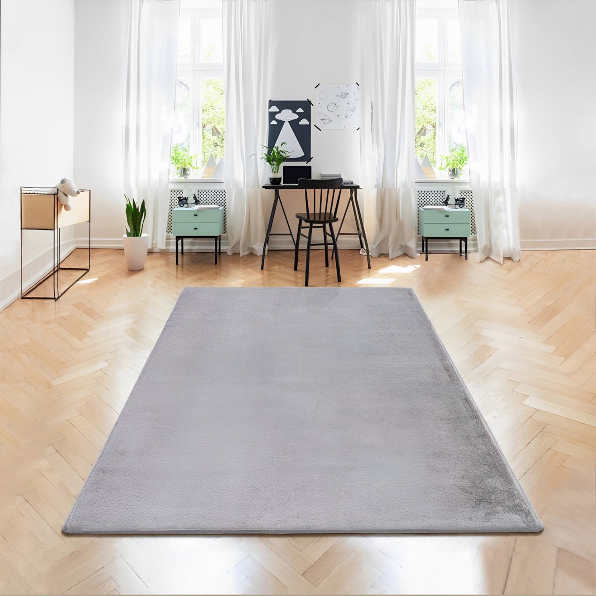 Light Grey Plush Area Rug