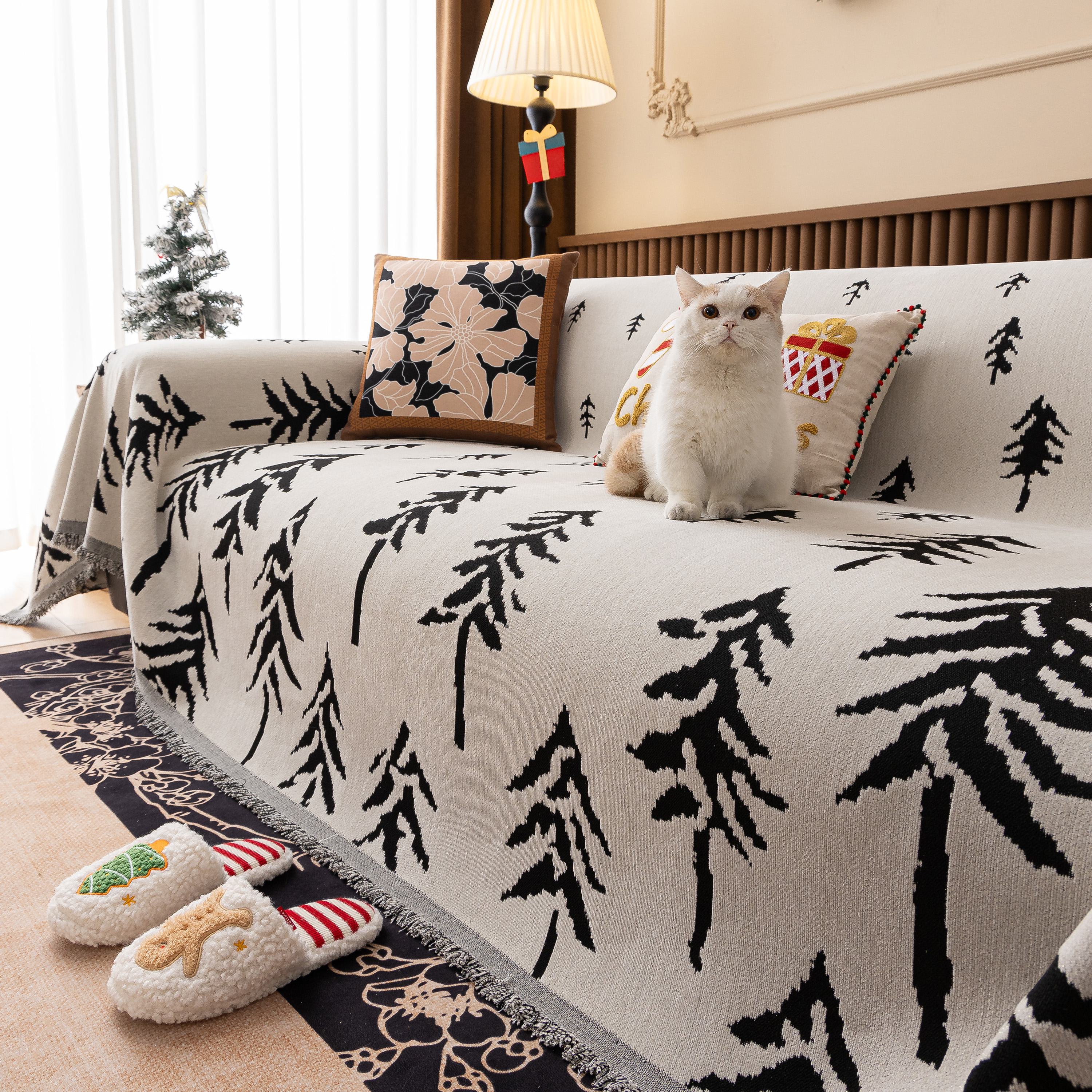 Modern Couch Covers for Couches Large Decorative Throw Blanket with Tassels for Couch