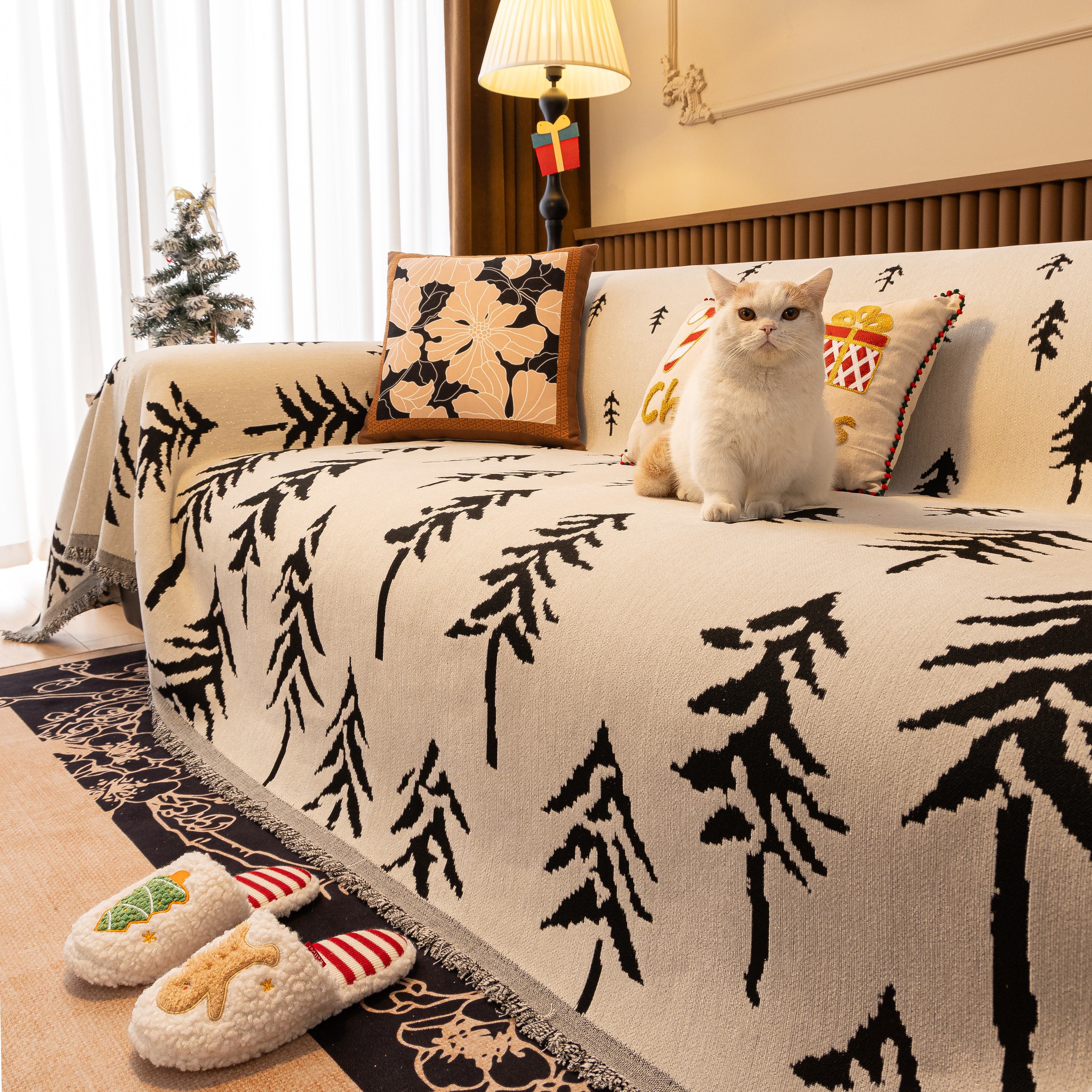 Modern Couch Covers for Couches Large Decorative Throw Blanket with Tassels for Couch