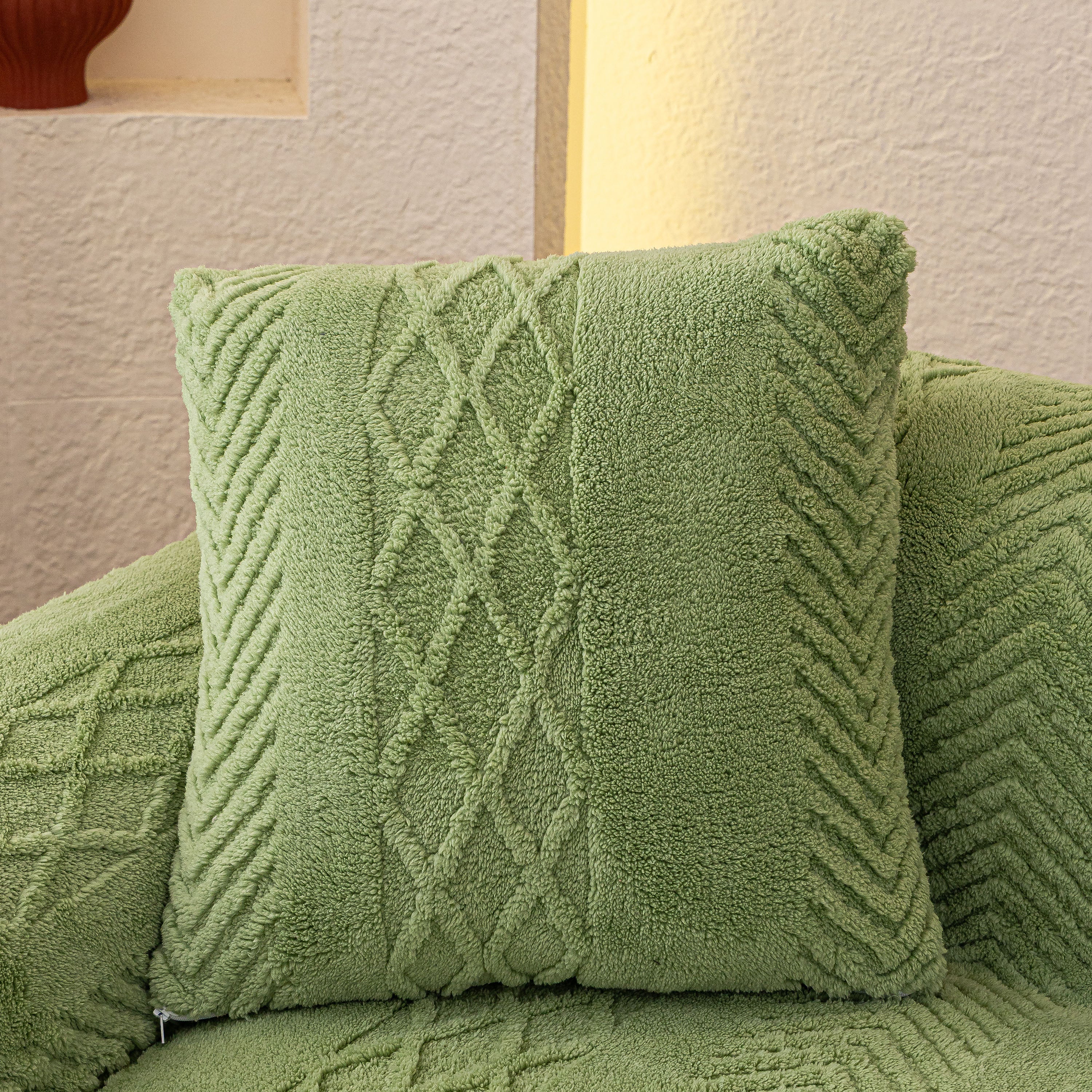 Plush Fleece Sofa Cover with 3D Cable Knit Texture Soft Cozy Warm Sofa Throw Blanket