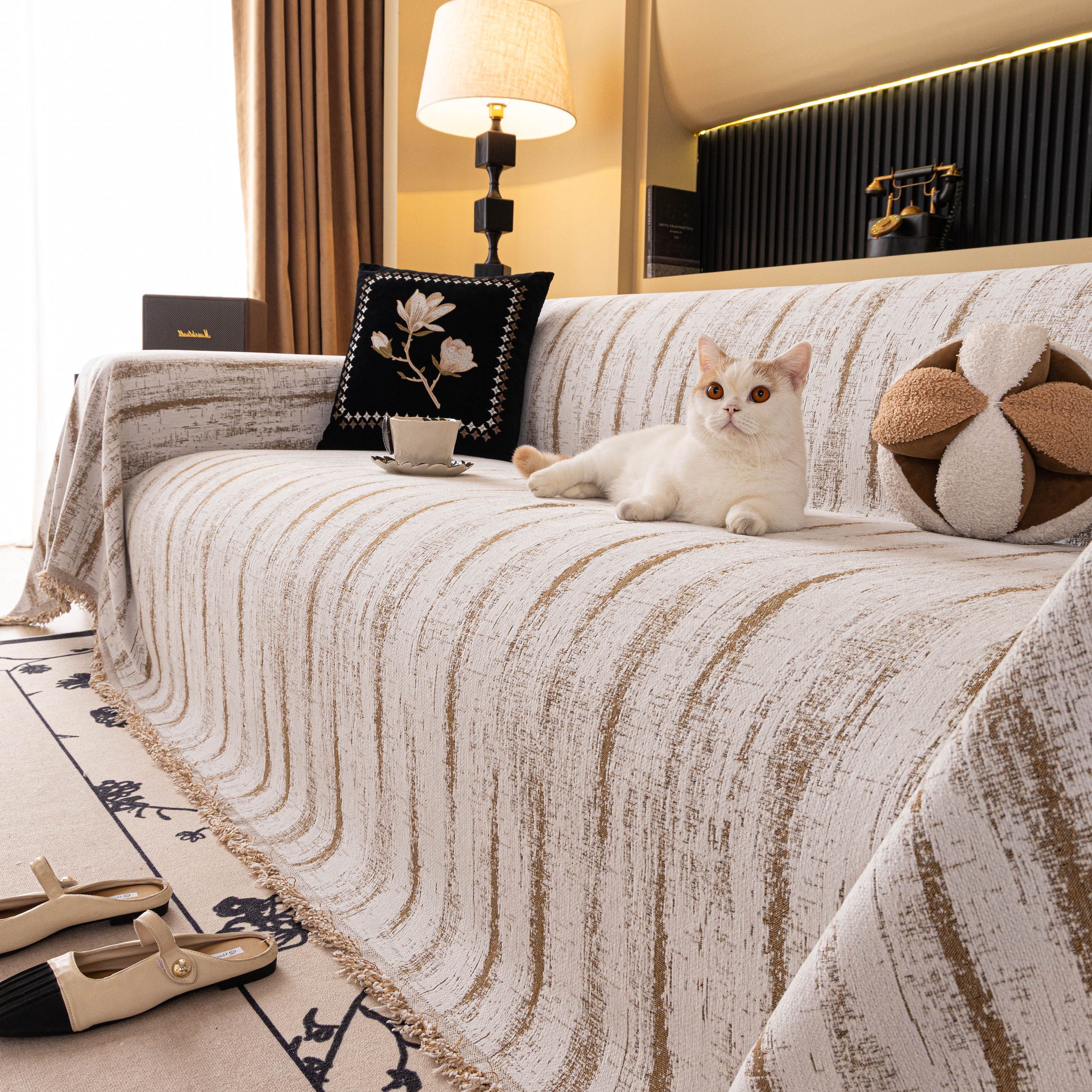 Chenille Oversized Throws for Couches, Washable and Durable Sofa Slipcover for Pets