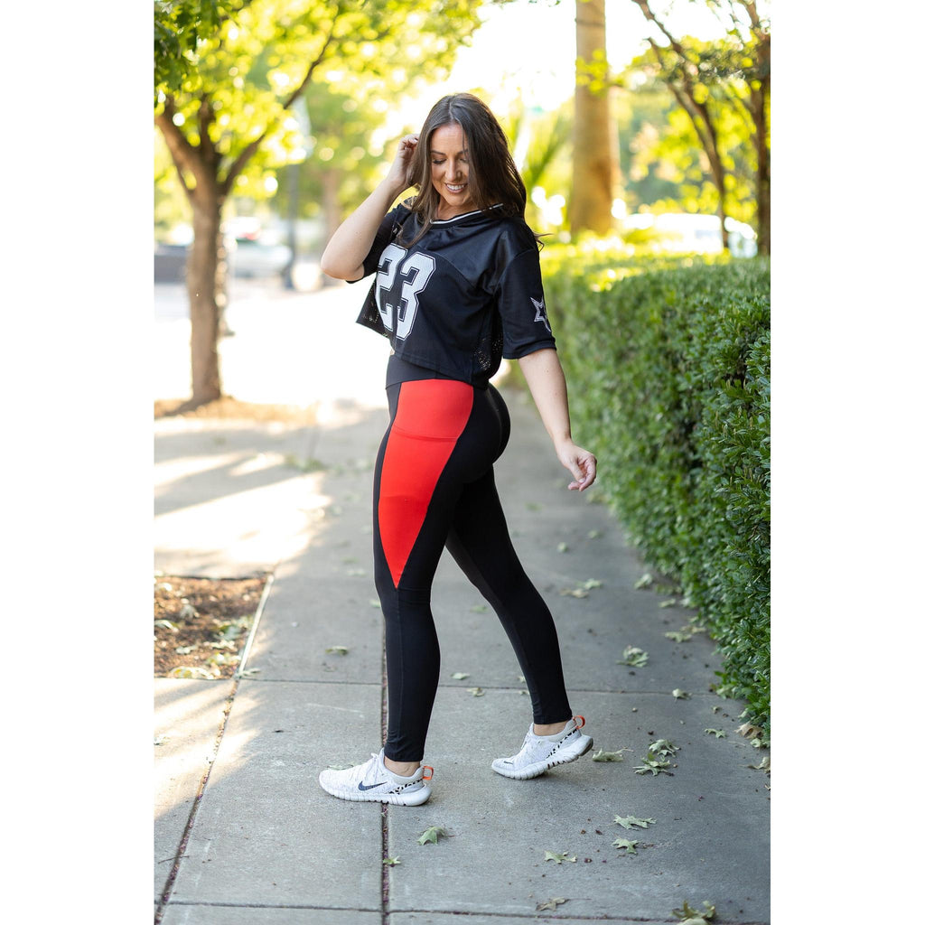 The Roxie - Red Panel Full Length Leggings