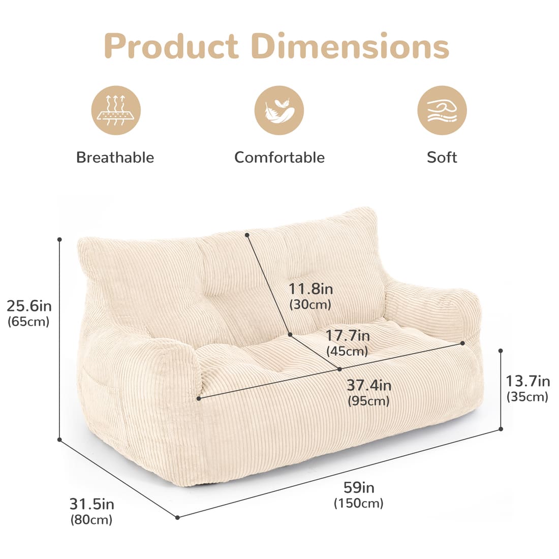Pamapic Adult Bean Bag Chair for House Comfy