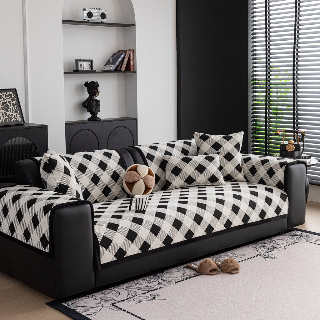 Non-Slip Chenille Sofa Slipcover Modern Geometric Sofa Protector Fits Most Sofas