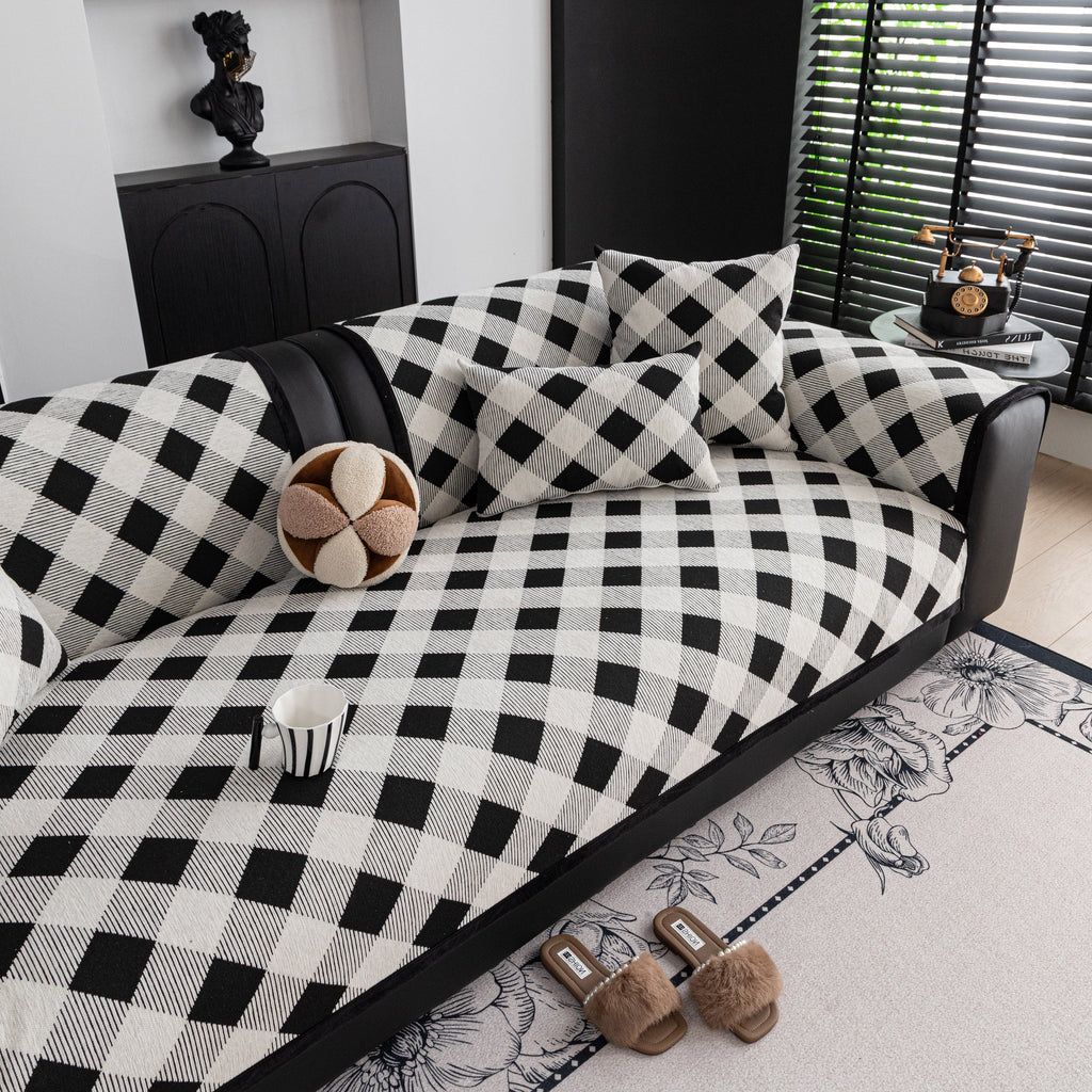 Non-Slip Chenille Sofa Slipcover Modern Geometric Sofa Protector Fits Most Sofas