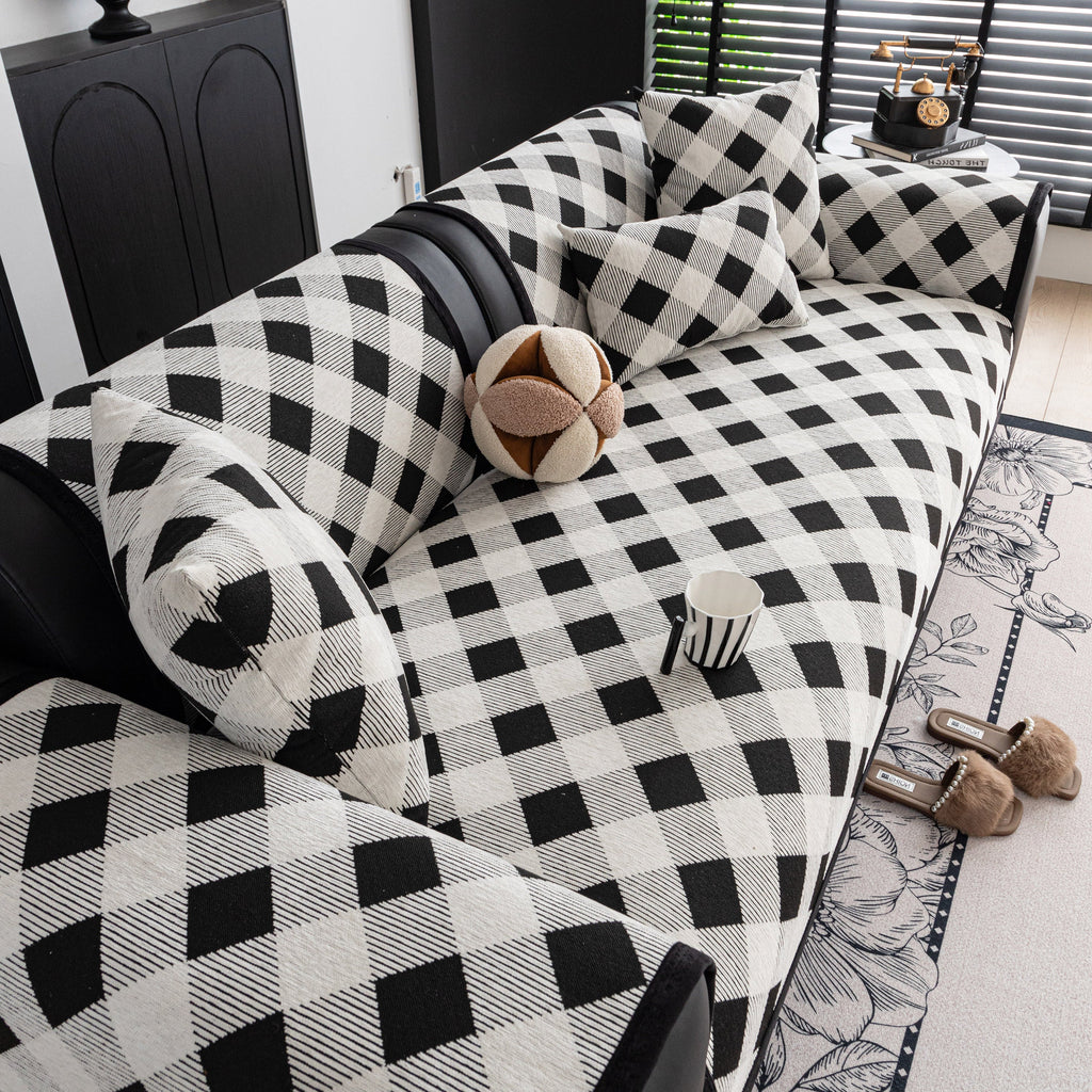Non-Slip Chenille Sofa Slipcover Modern Geometric Sofa Protector Fits Most Sofas