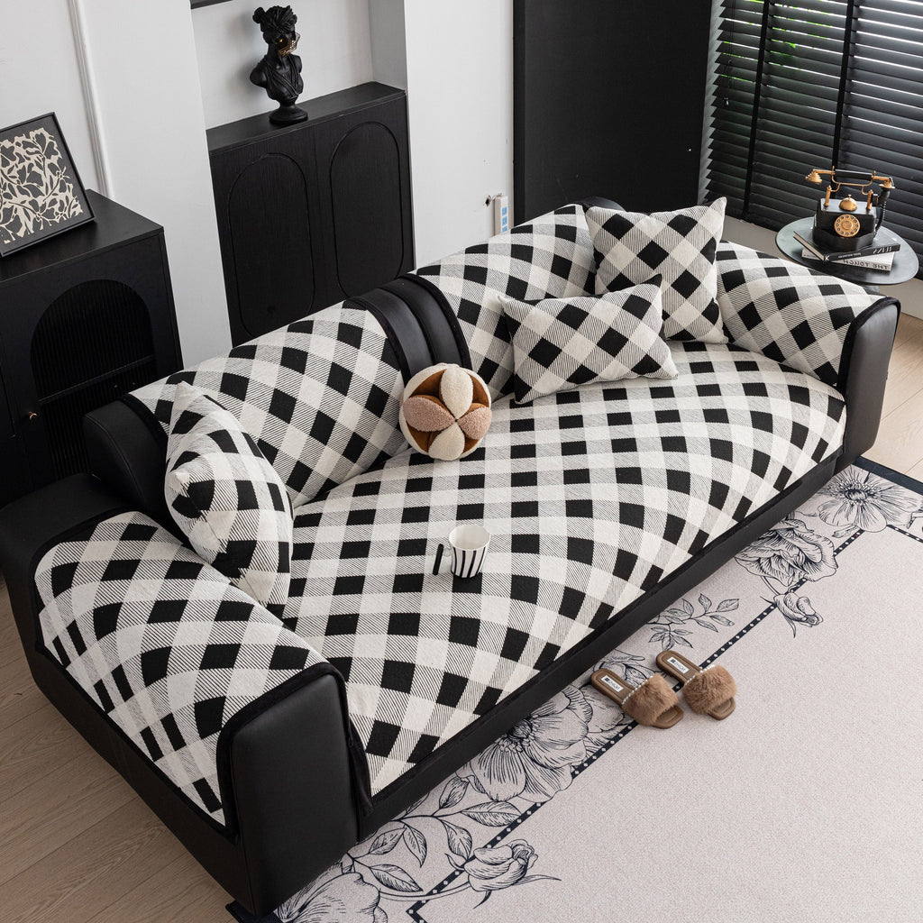 Non-Slip Chenille Sofa Slipcover Modern Geometric Sofa Protector Fits Most Sofas