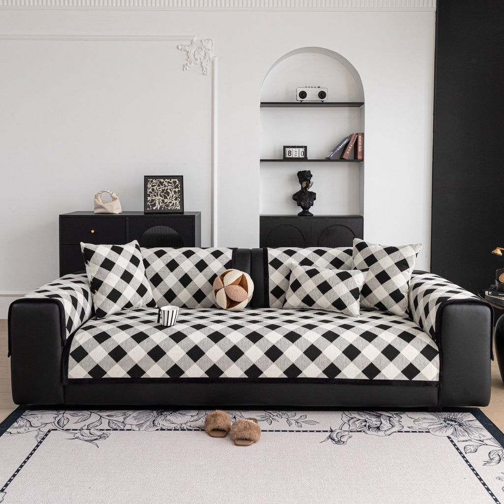Non-Slip Chenille Sofa Slipcover Modern Geometric Sofa Protector Fits Most Sofas