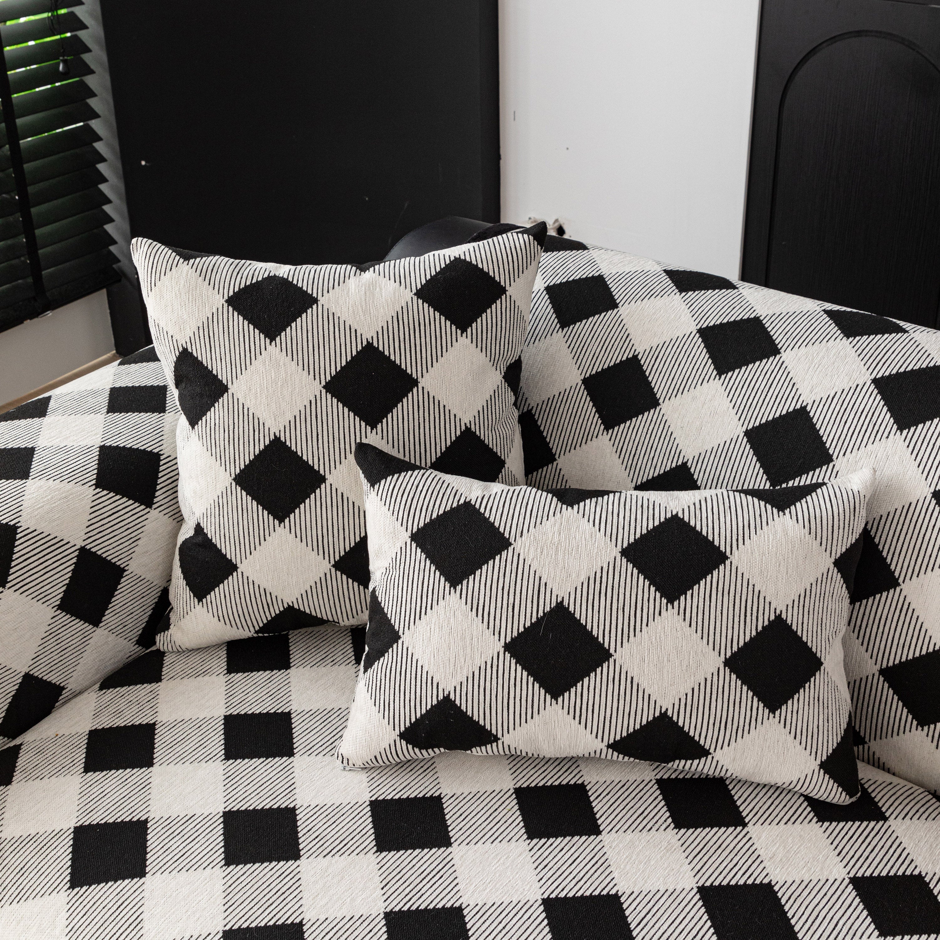 Non-Slip Chenille Sofa Slipcover Modern Geometric Sofa Protector Fits Most Sofas