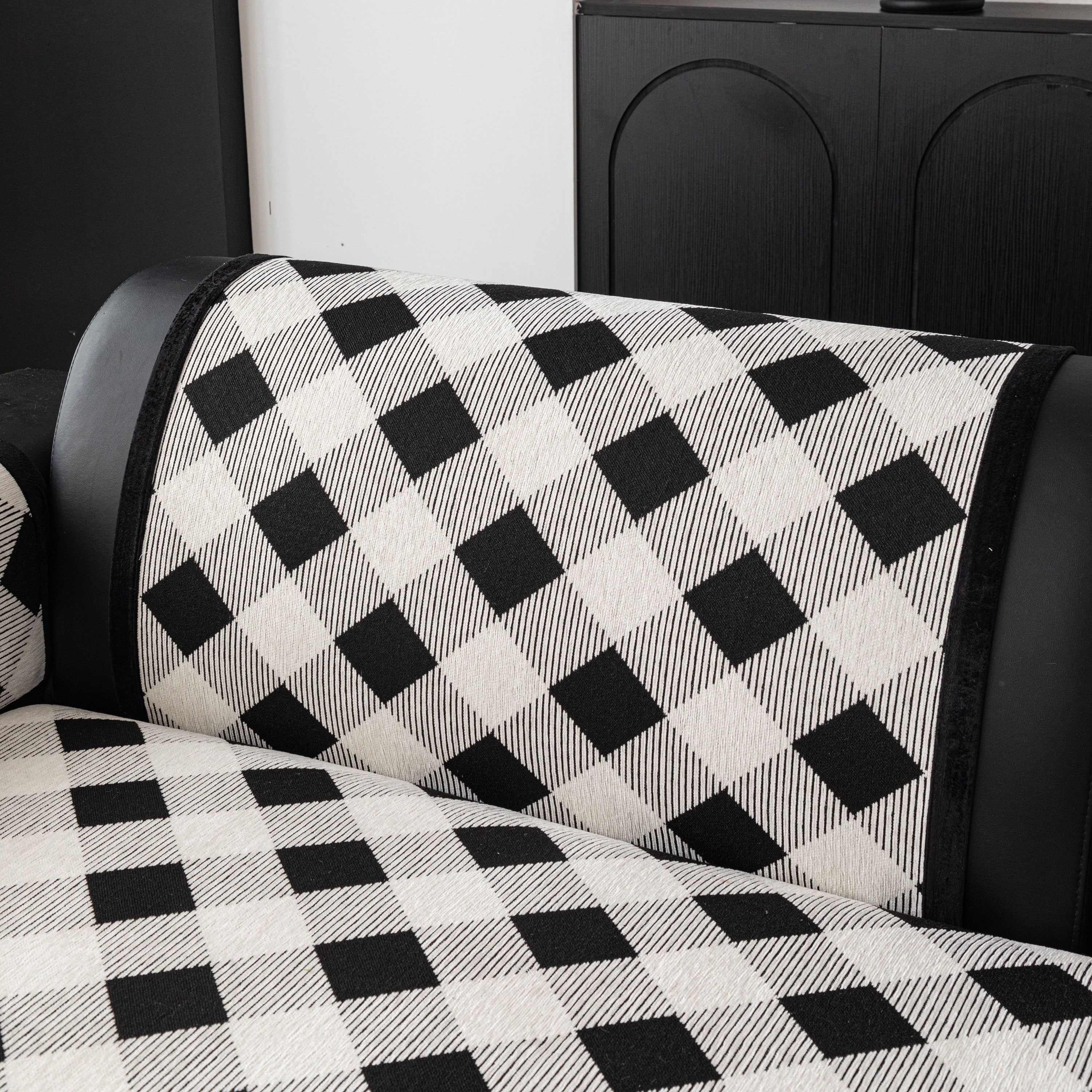Non-Slip Chenille Sofa Slipcover Modern Geometric Sofa Protector Fits Most Sofas