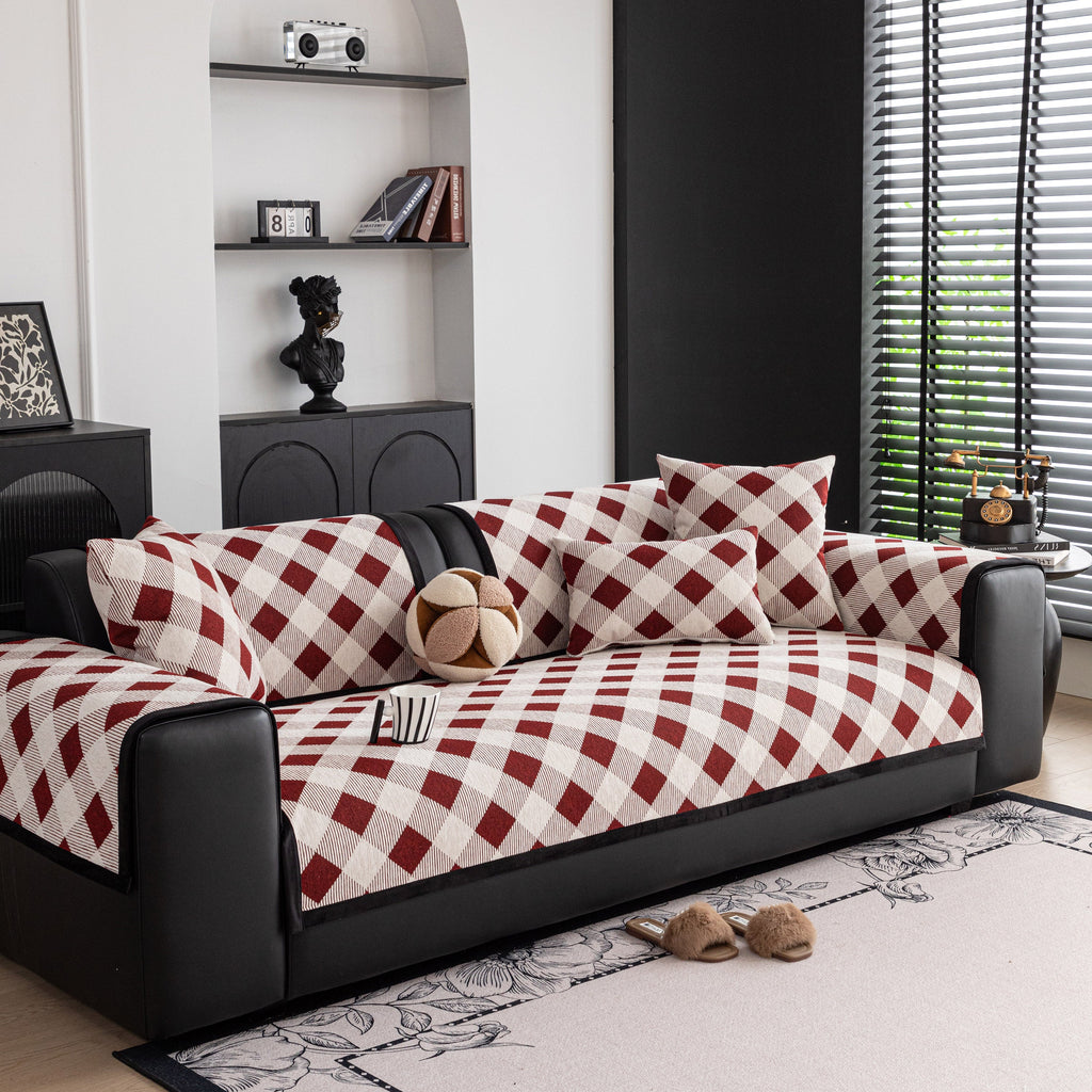 Non-Slip Chenille Sofa Slipcover Modern Geometric Sofa Protector Fits Most Sofas