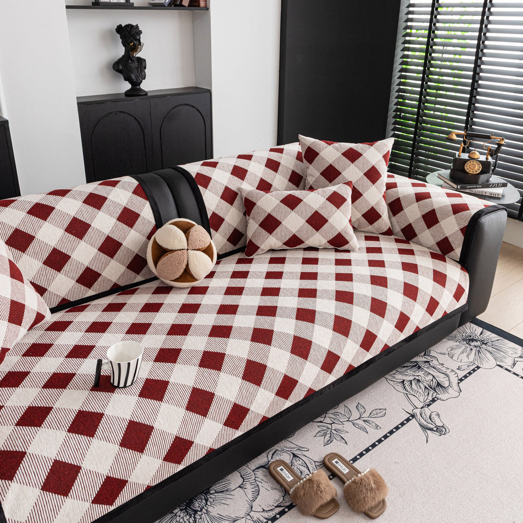 Non-Slip Chenille Sofa Slipcover Modern Geometric Sofa Protector Fits Most Sofas