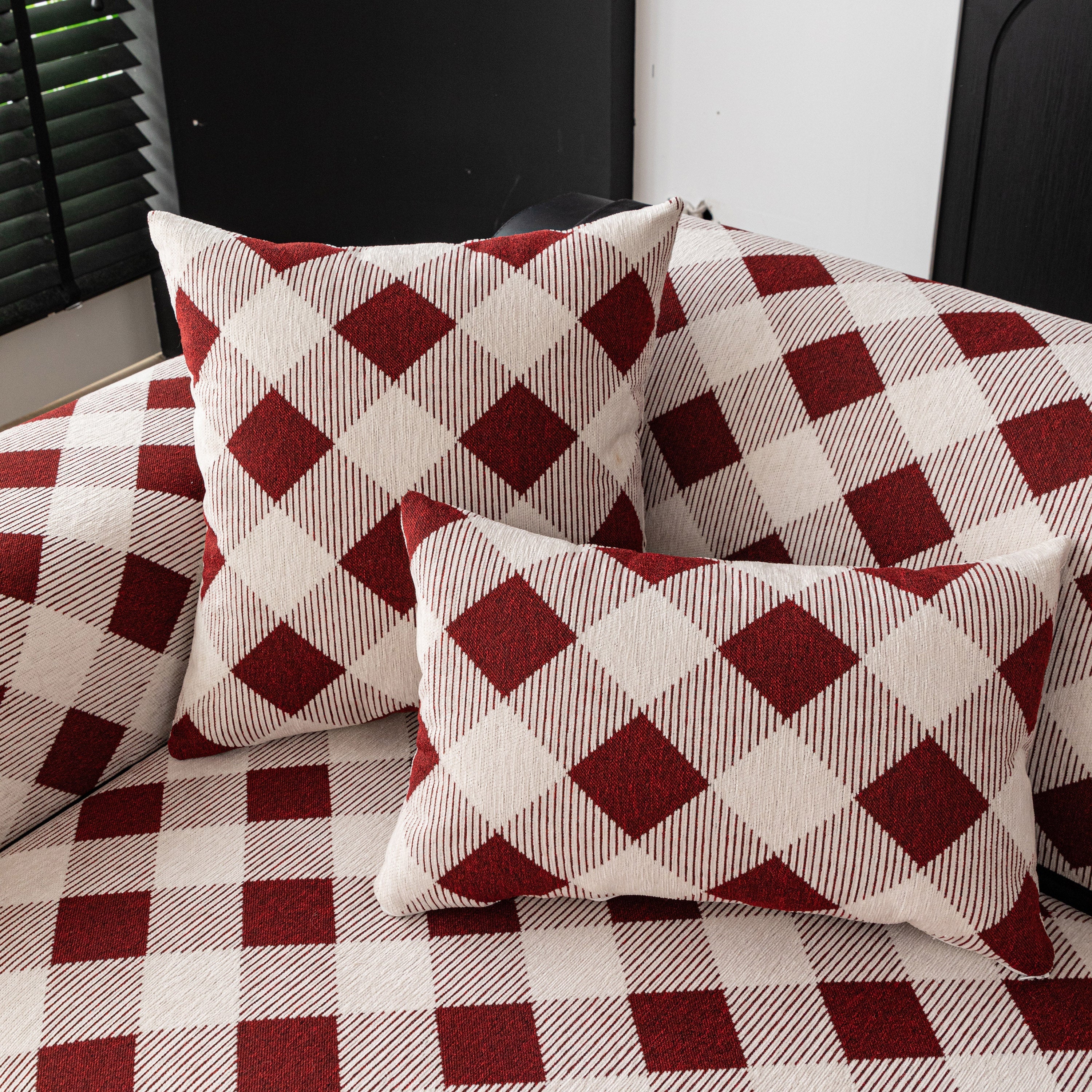 Non-Slip Chenille Sofa Slipcover Modern Geometric Sofa Protector Fits Most Sofas