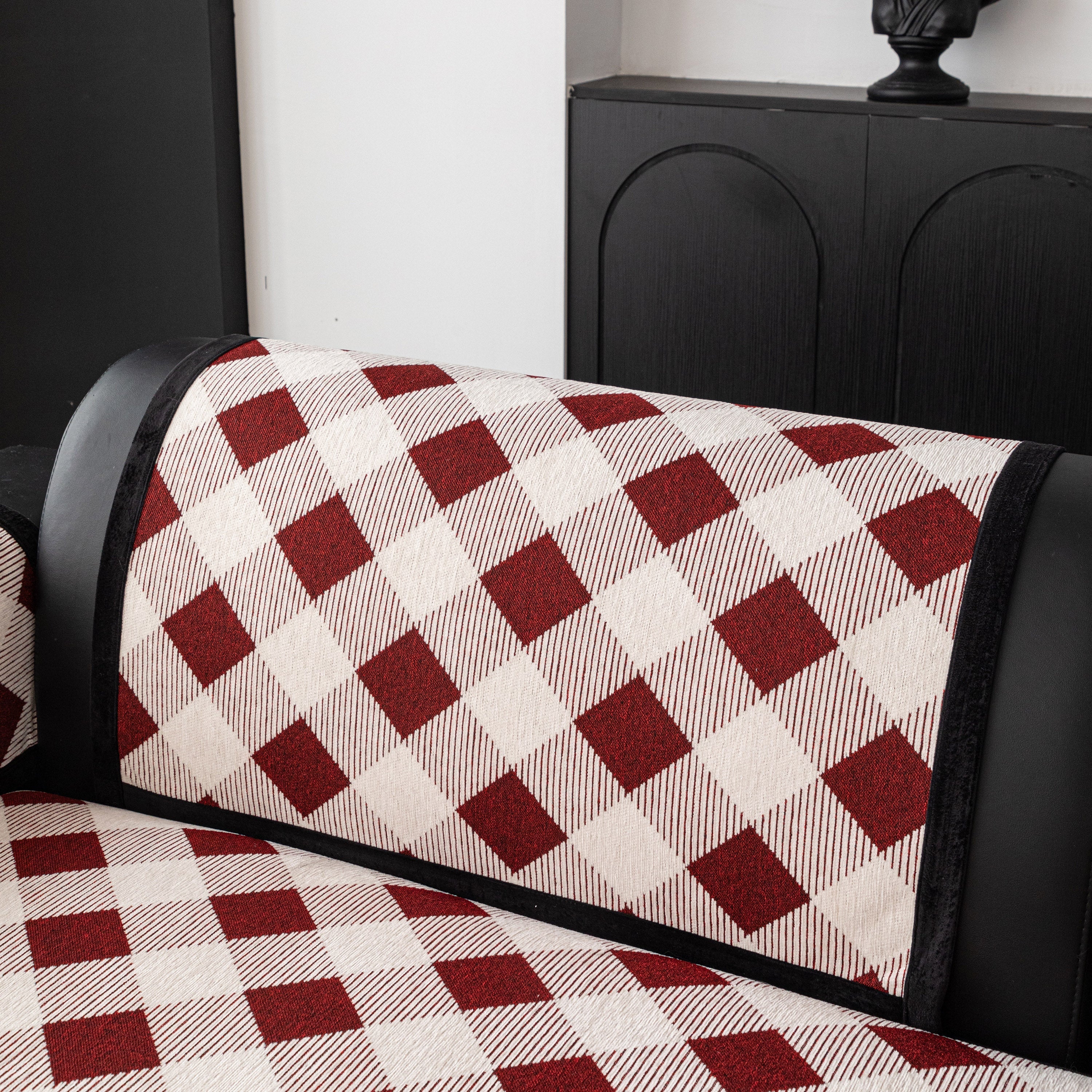 Non-Slip Chenille Sofa Slipcover Modern Geometric Sofa Protector Fits Most Sofas